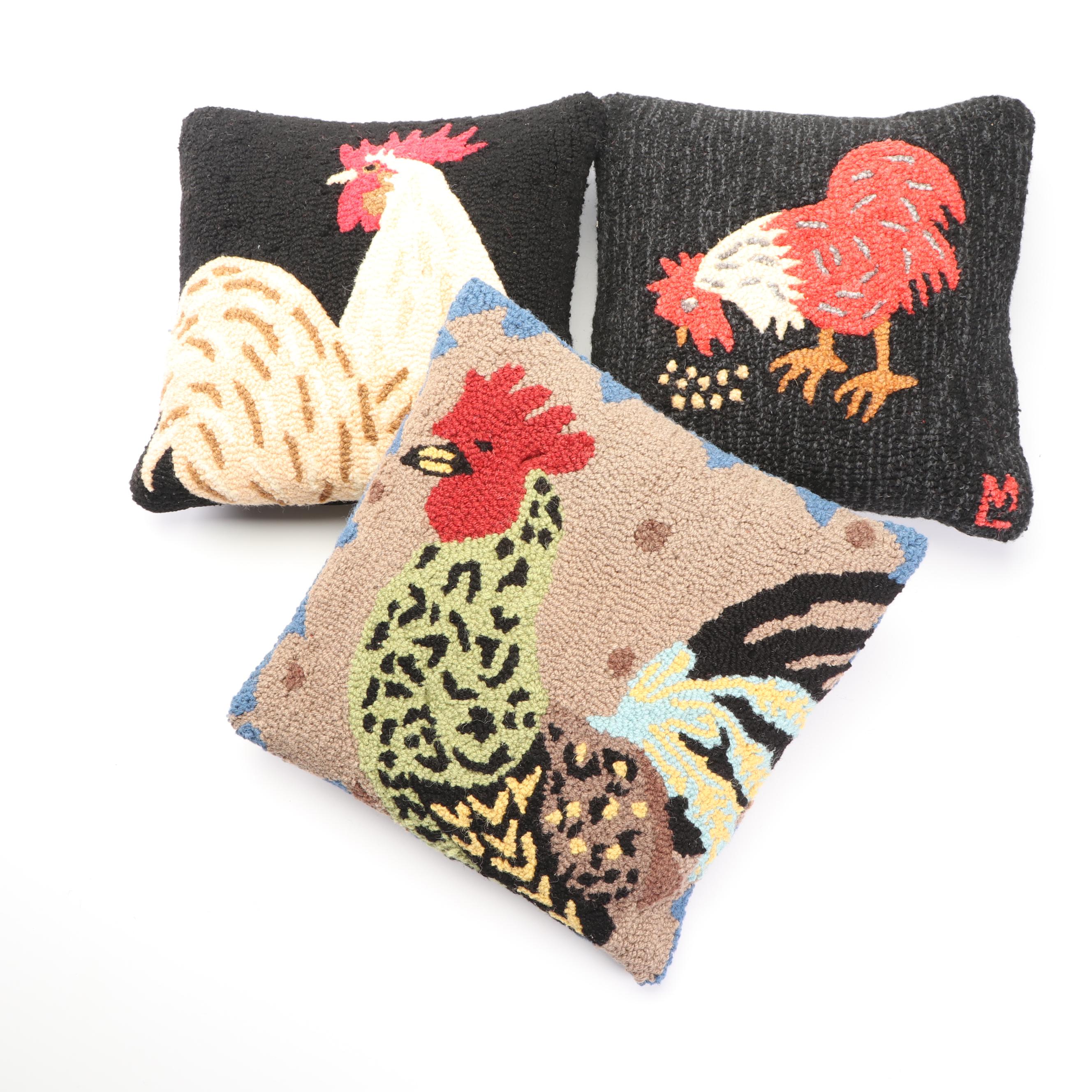 Chandler 4 Corners Hooked Rooster Throw Pillows Ebth