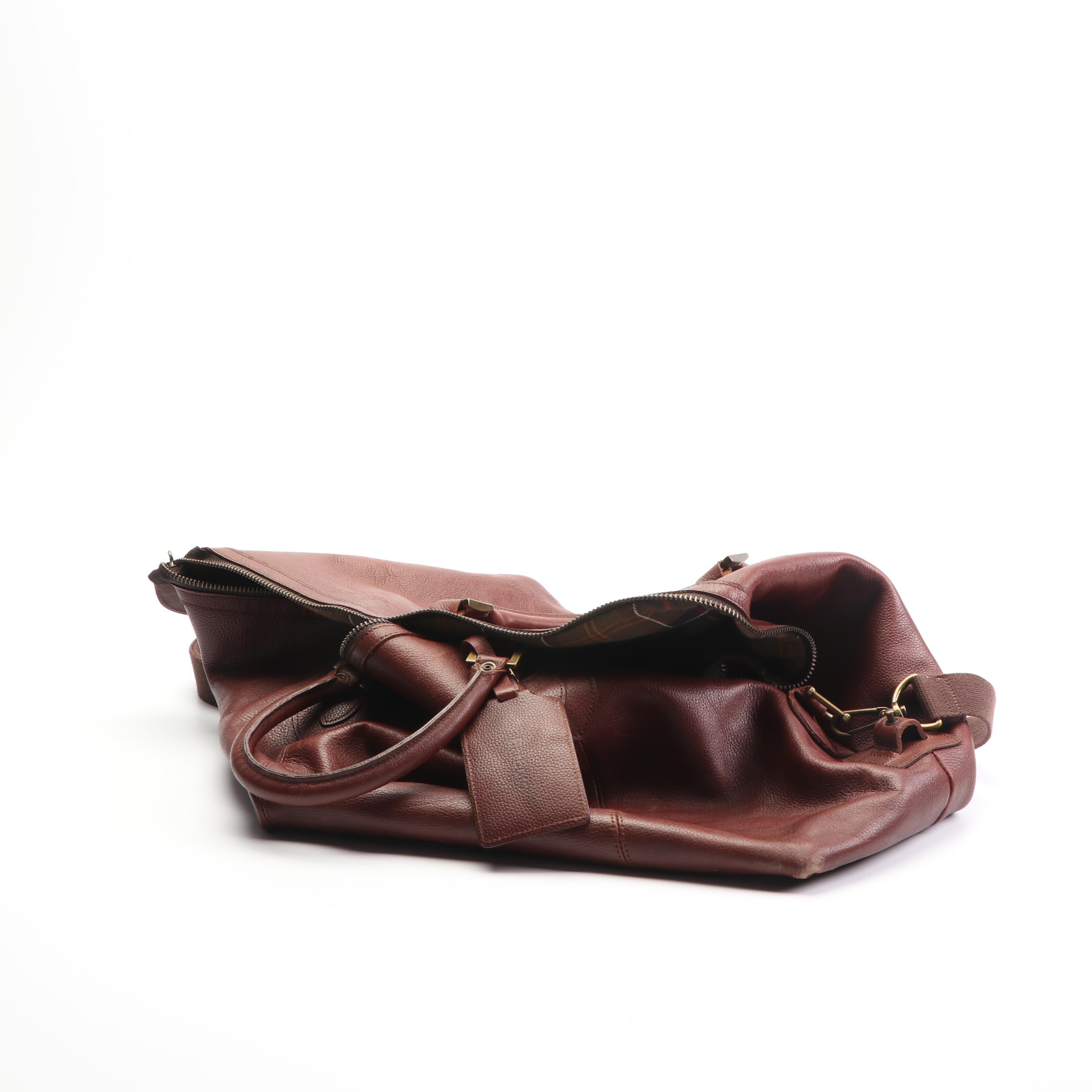 Barbour Dark Brown Leather Travel Explorer Duffel Bag EBTH