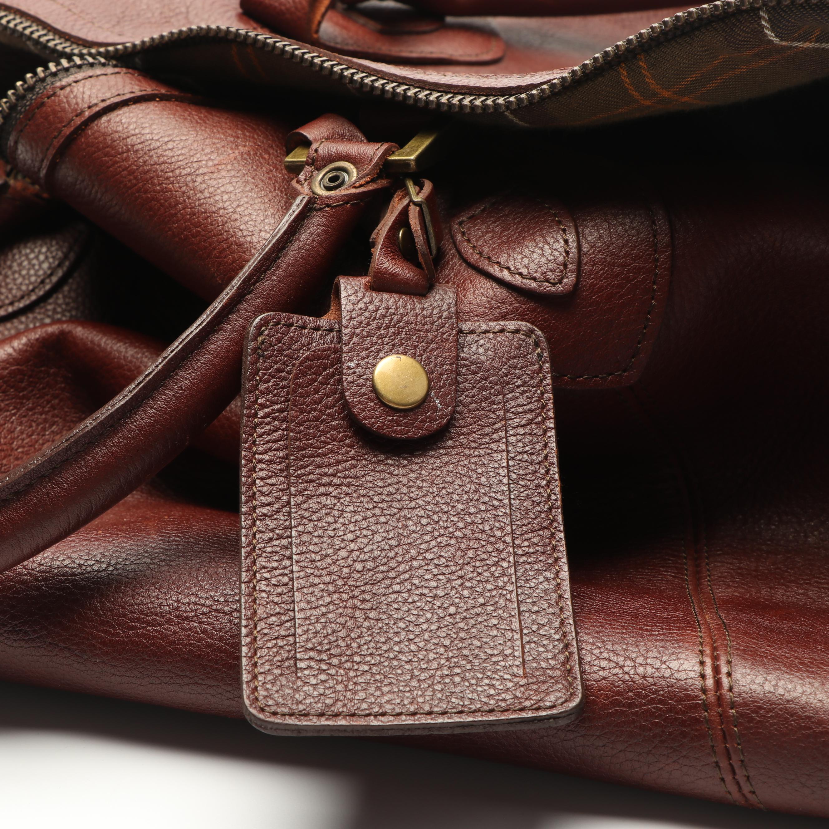 Barbour Dark Brown Leather Travel Explorer Duffel Bag EBTH