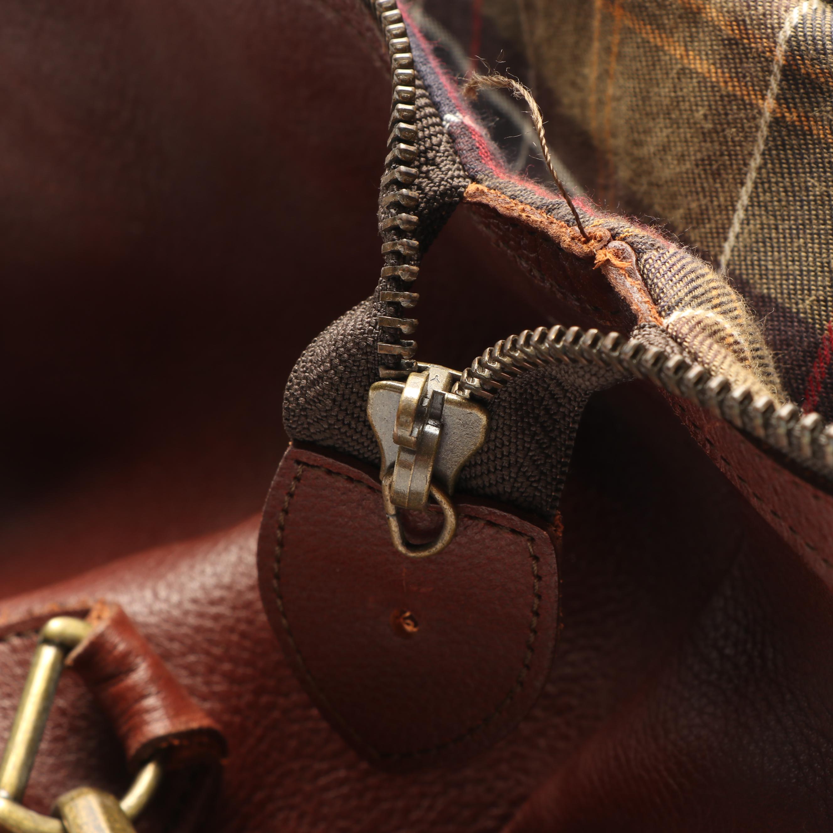 Barbour Dark Brown Leather Travel Explorer Duffel Bag EBTH