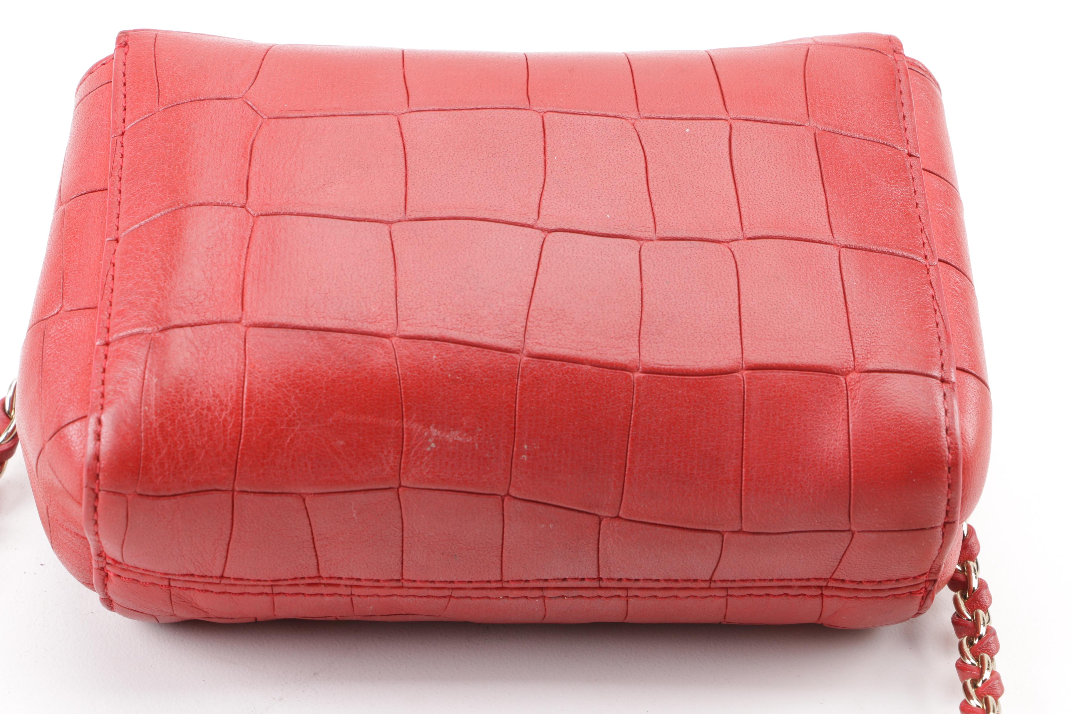 Mulberry Croc Embossed Red Leather Mini Crossbody Bag EBTH