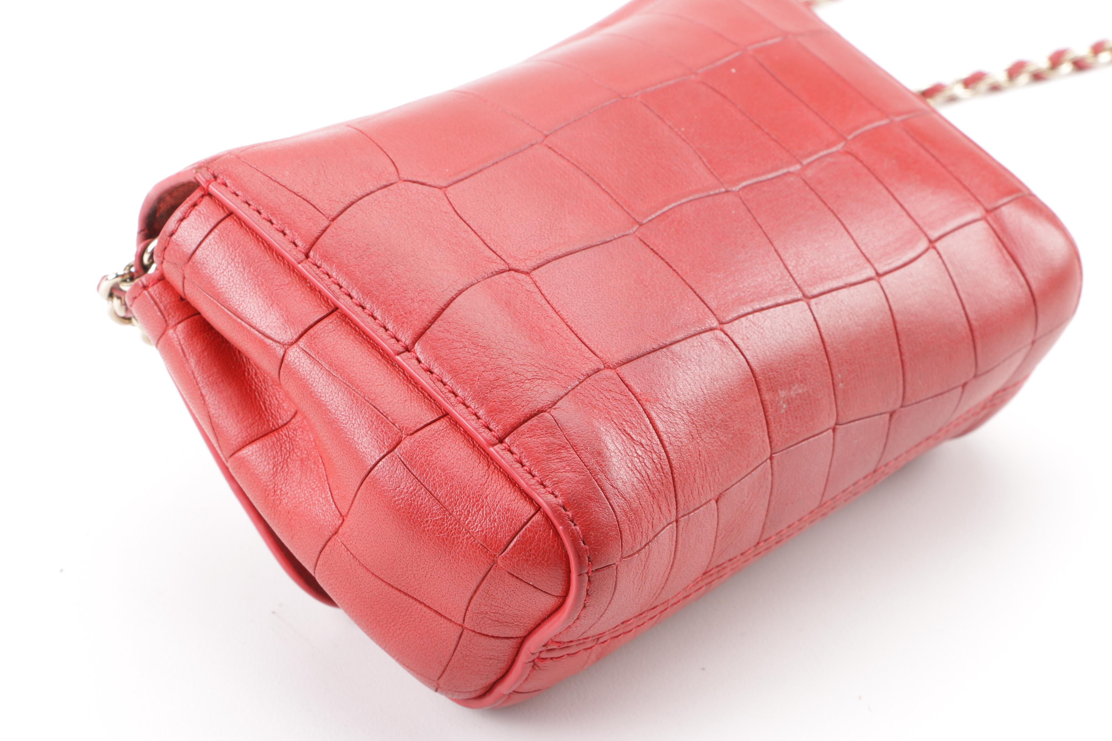 Mulberry Croc Embossed Red Leather Mini Crossbody Bag EBTH