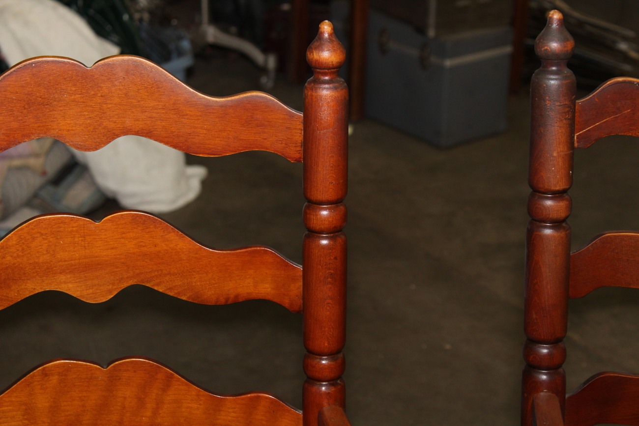 Three Maple Ladder Back Chairs, Mid20th Century EBTH