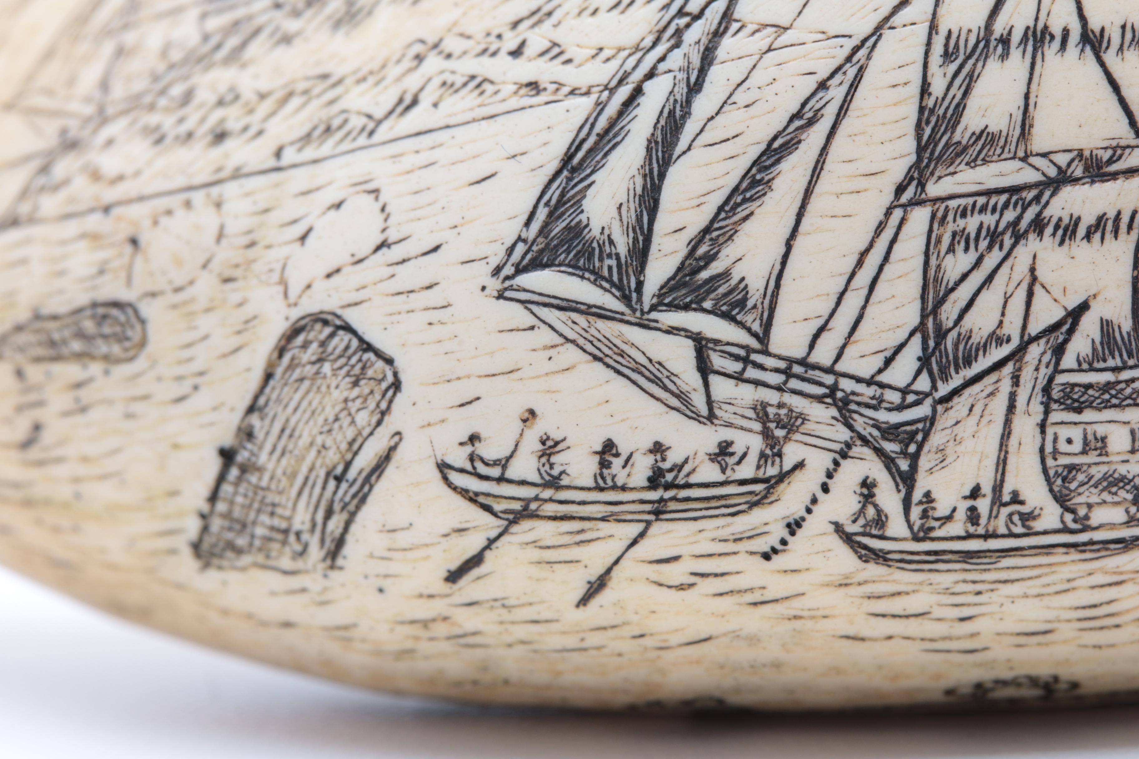 Replica Whale Tooth Scrimshaw on Resin "Whaler Lion" 1827 | EBTH
