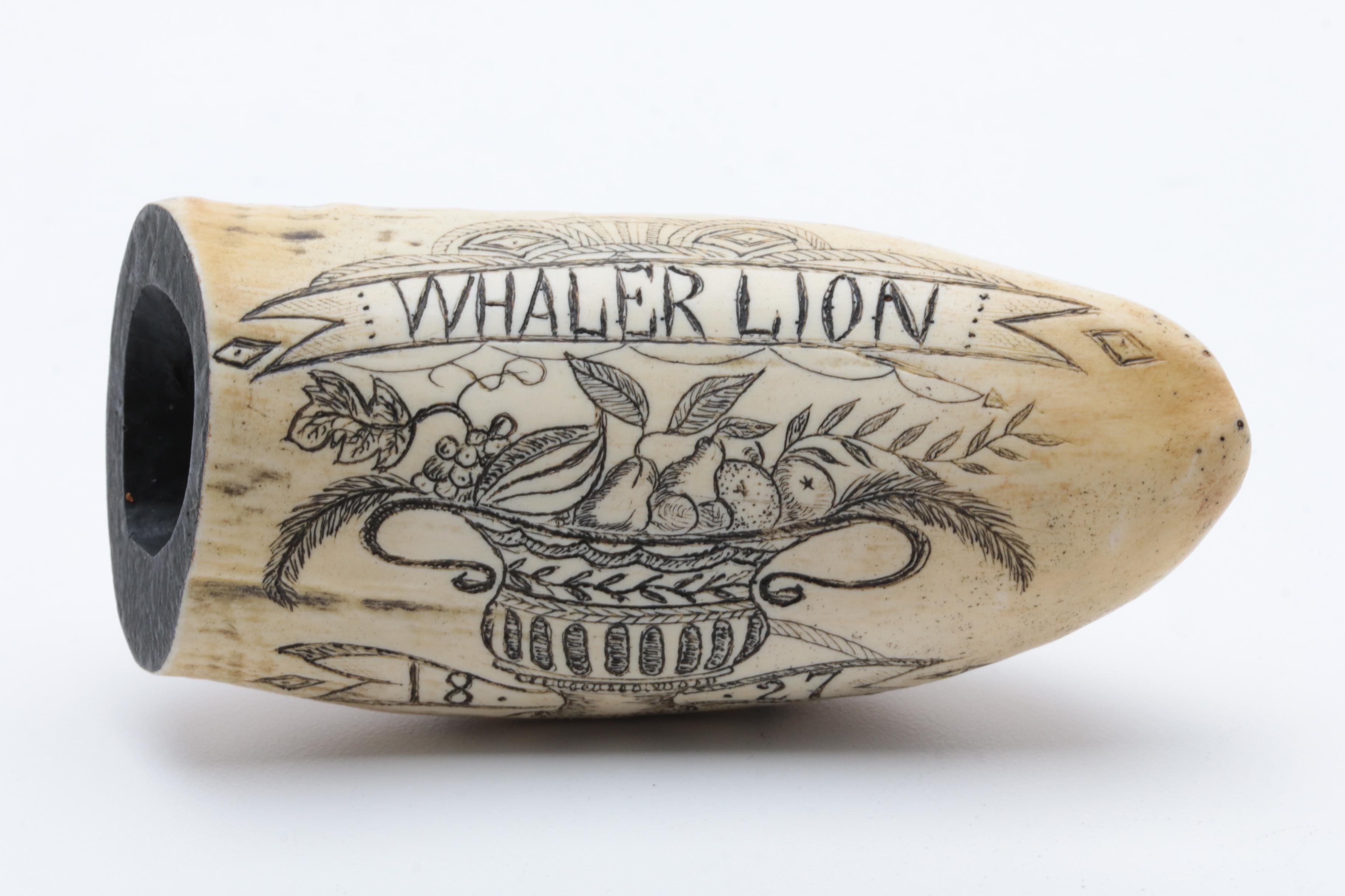 Replica Whale Tooth Scrimshaw on Resin "Whaler Lion" 1827 | EBTH
