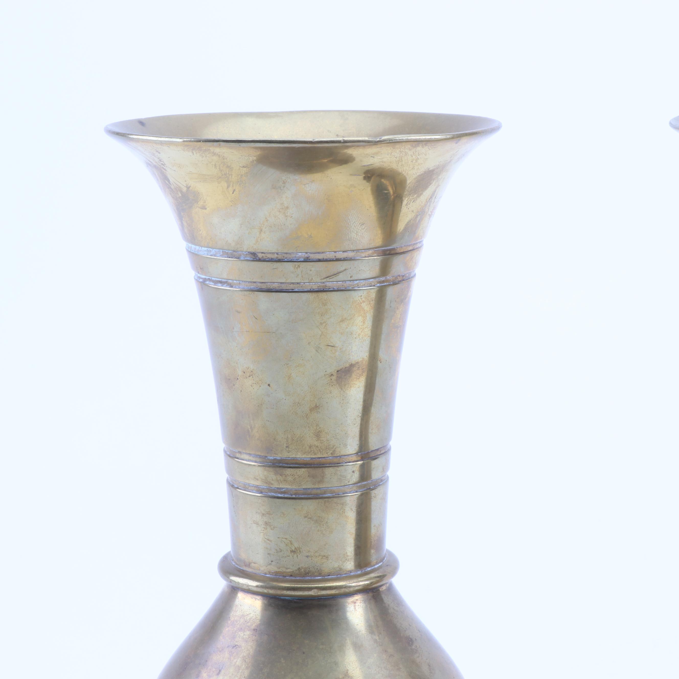 Brass Altar Flower Vases, Late 19th Century EBTH