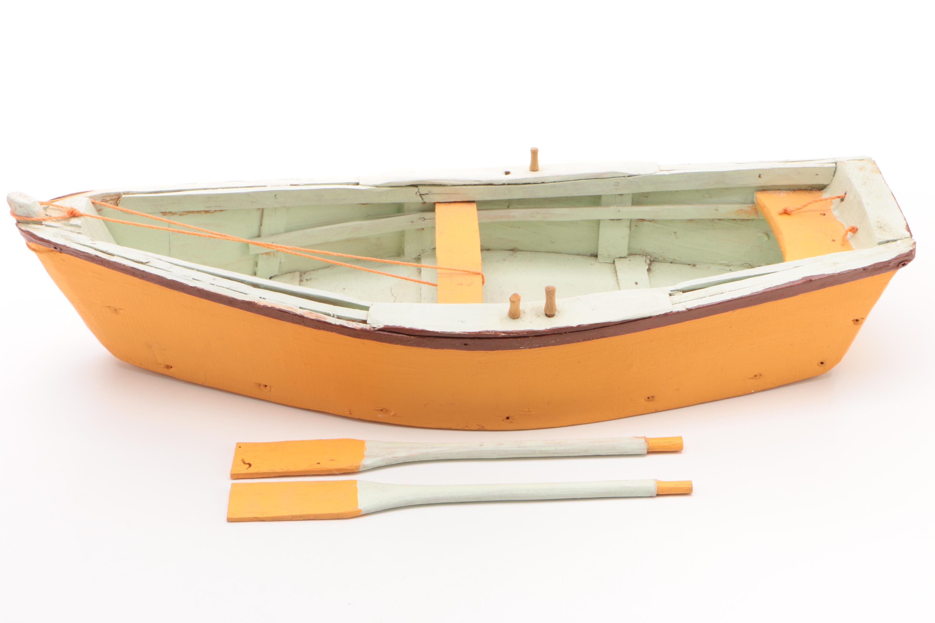 Handcrafted Wooden Row Boat for Display EBTH