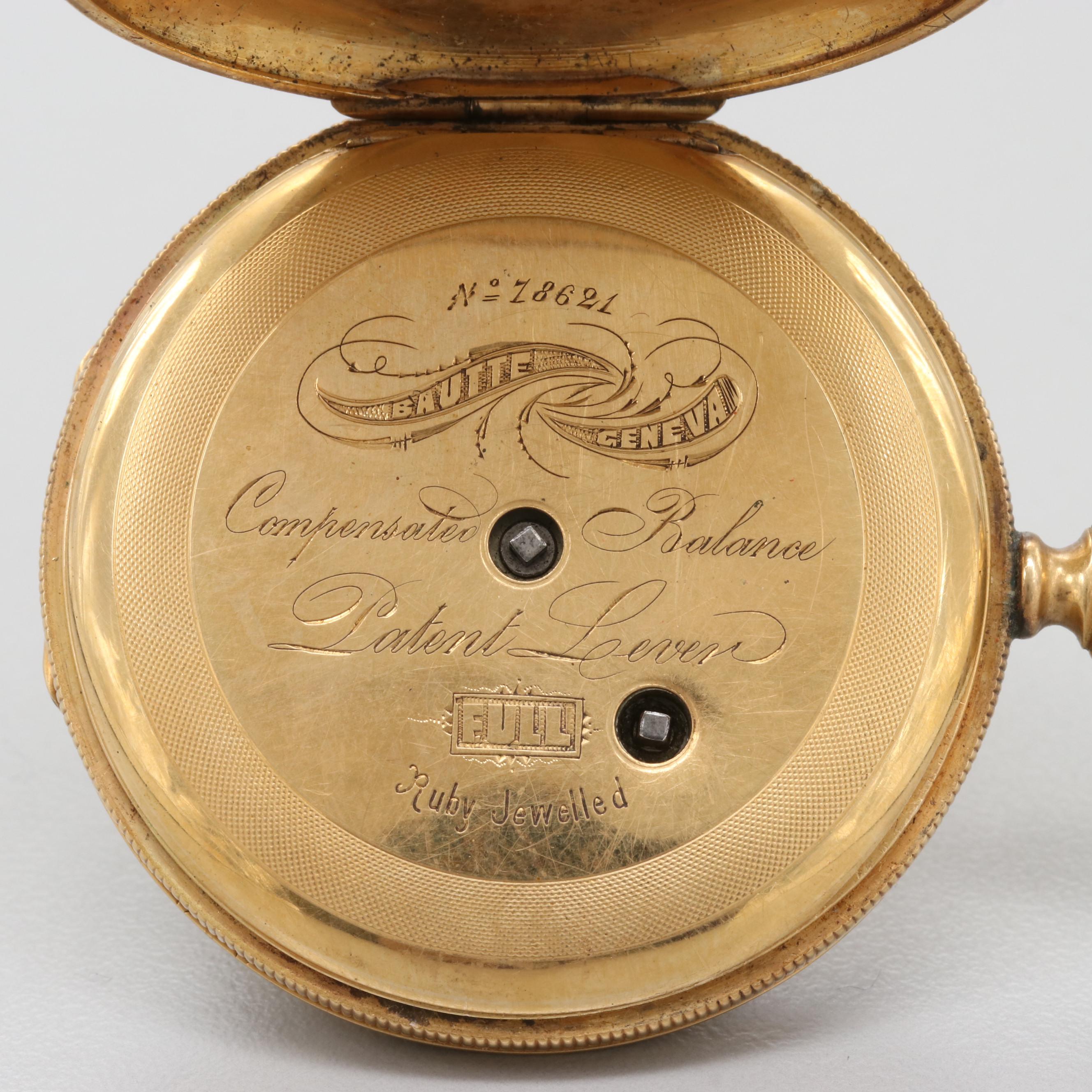 Bautte Geneva 18K Yellow Gold Hunter Case Pocket Watch EBTH