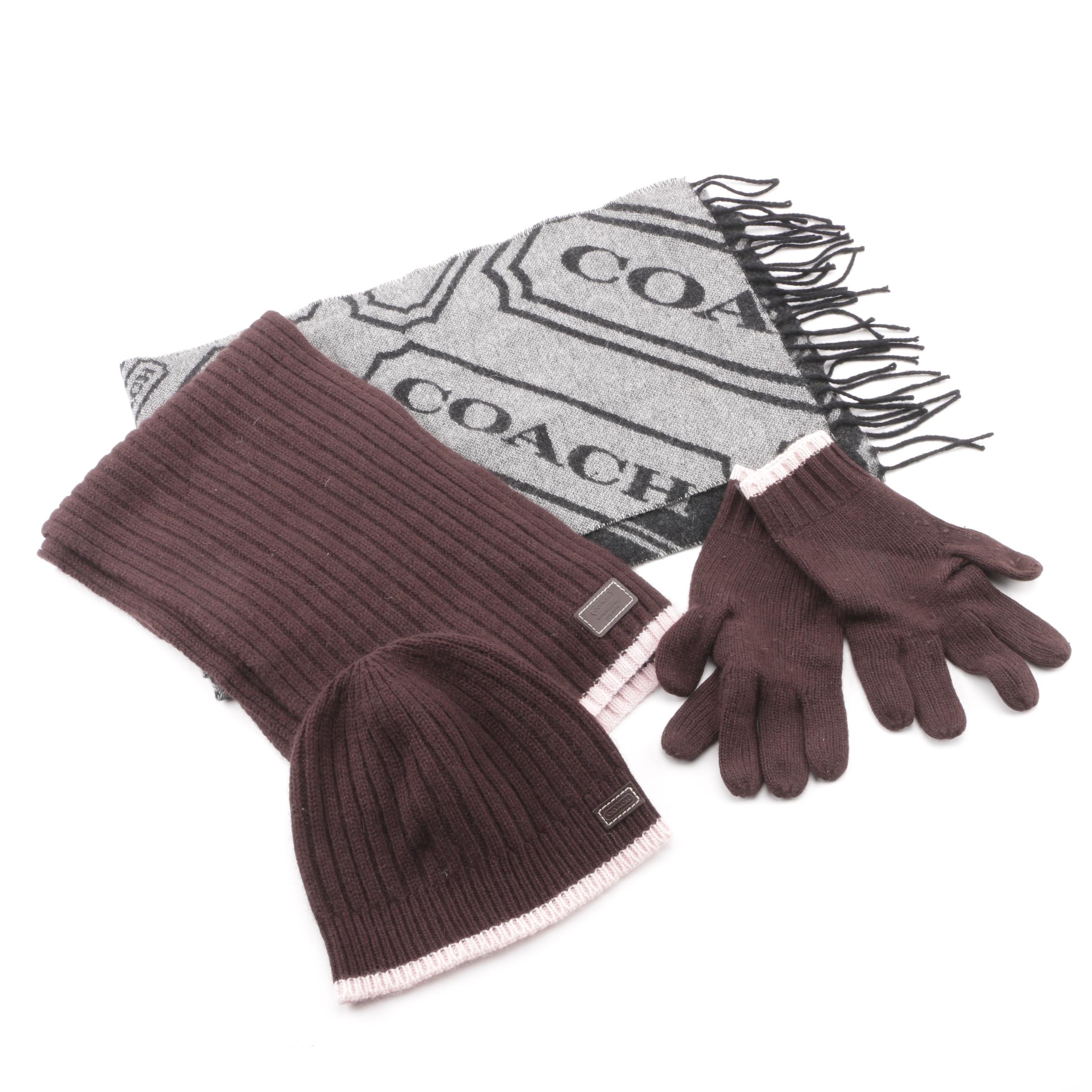 coach beanie and scarf