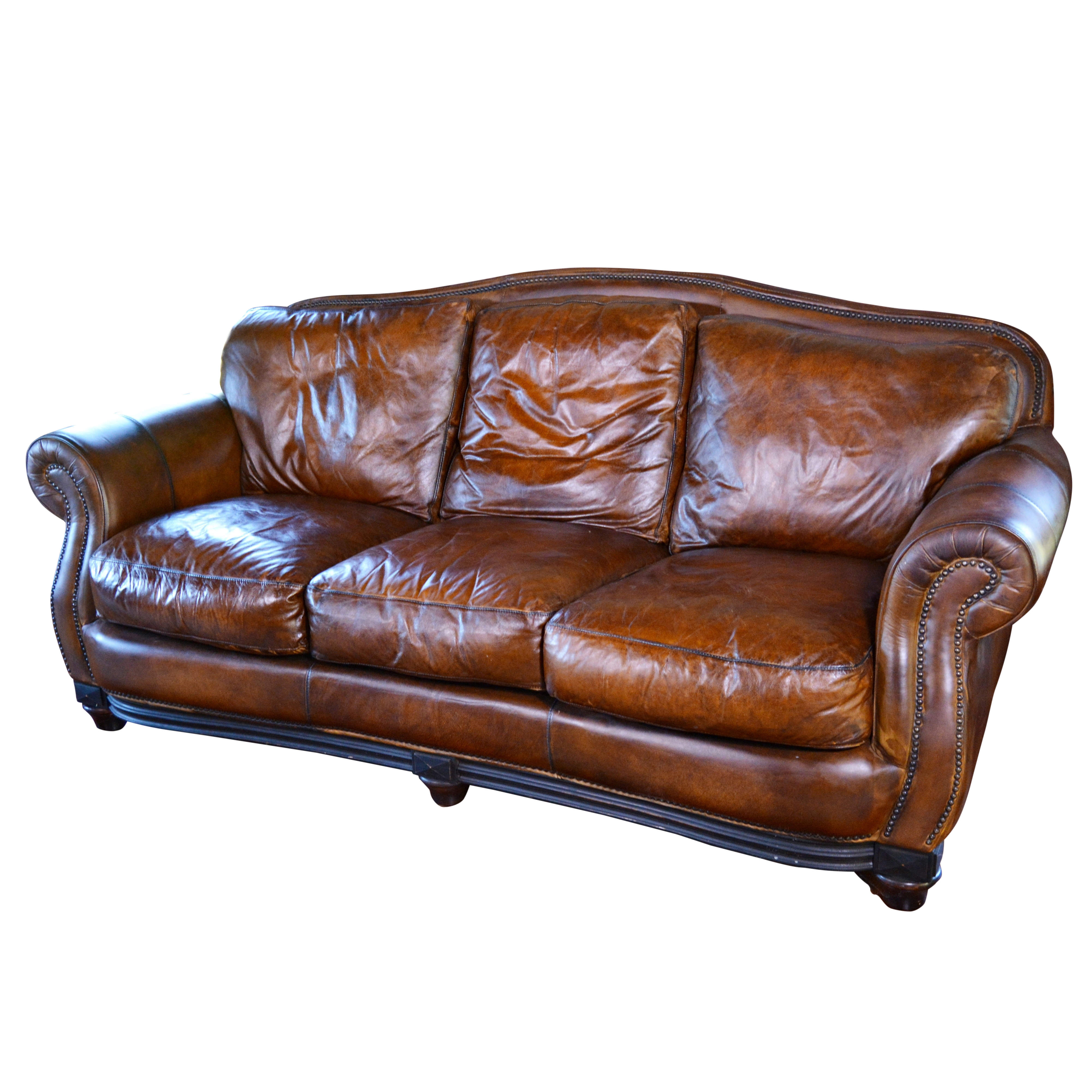 Contemporary Camelback Leather Sofa by Haverty's EBTH