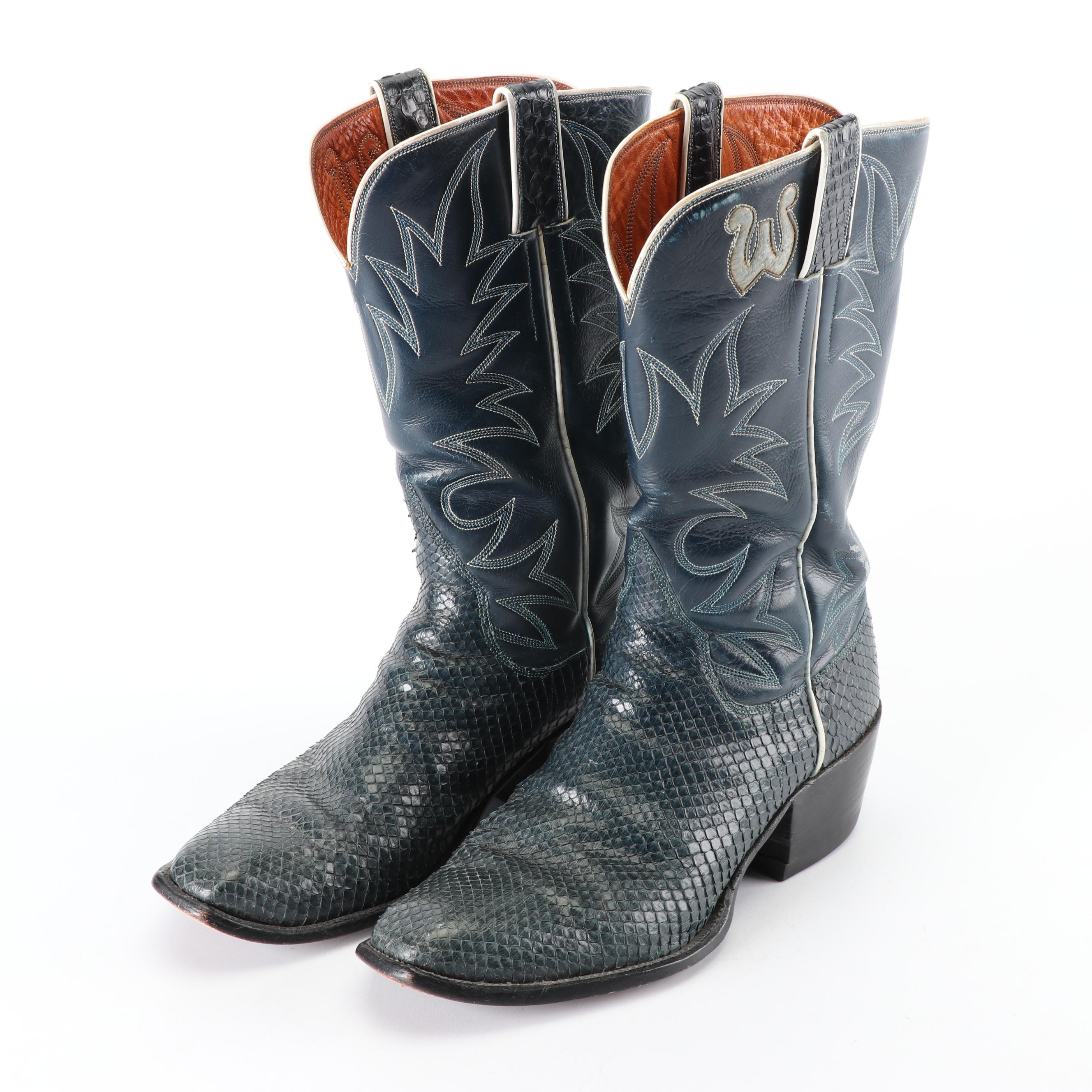 blue snakeskin cowboy boots