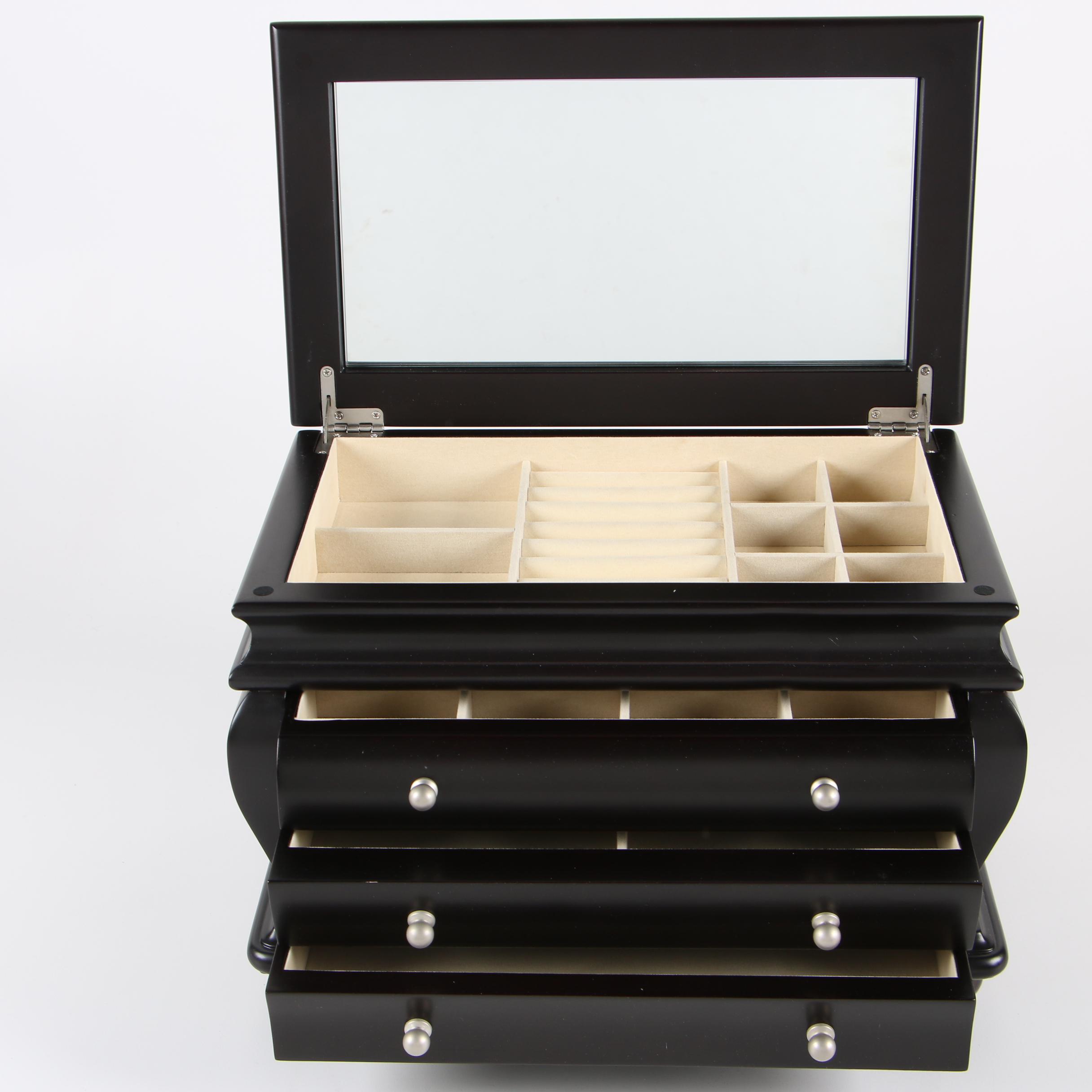 Things Remembered Black Satin Finish Wooden Jewelry Box EBTH