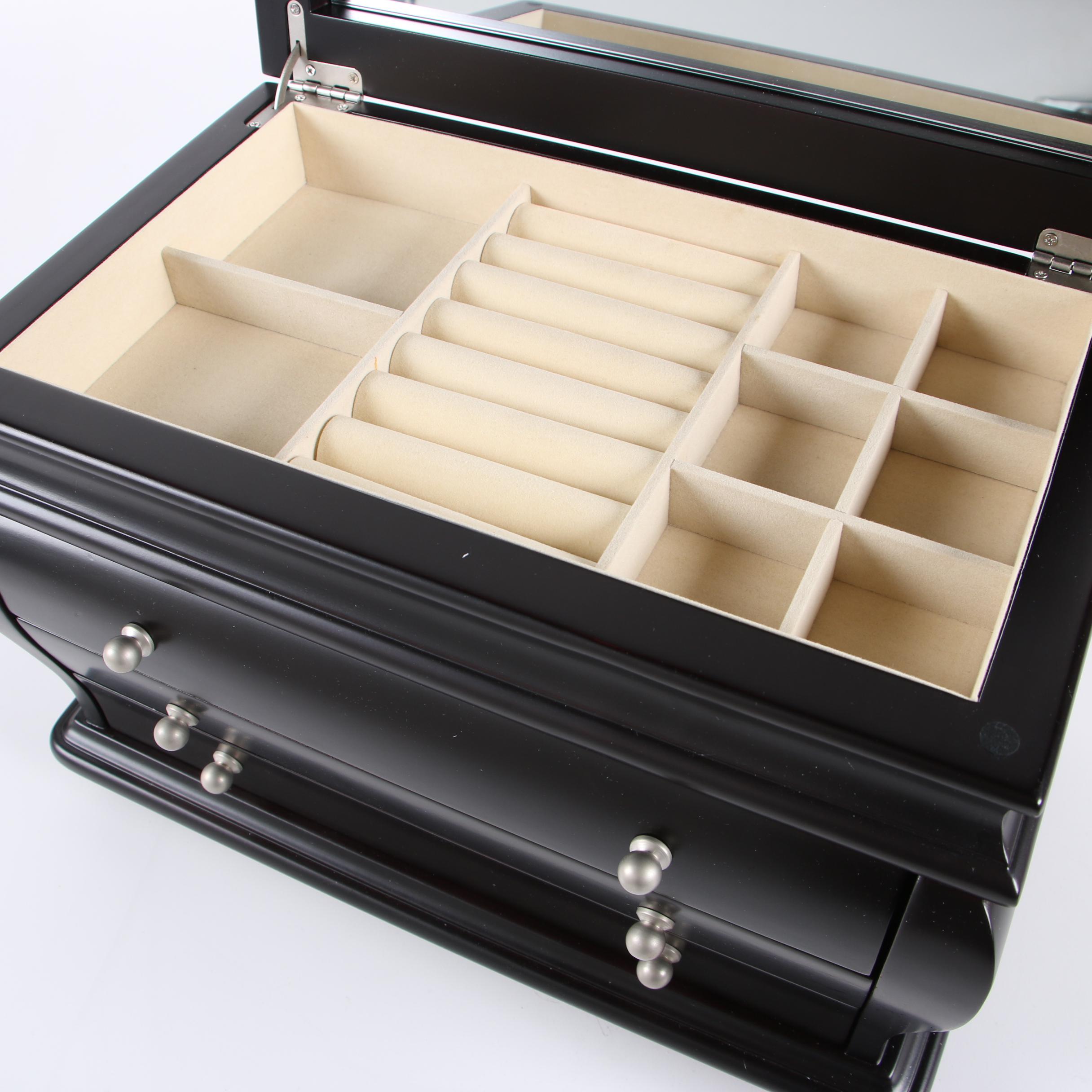 Things Remembered Black Satin Finish Wooden Jewelry Box EBTH