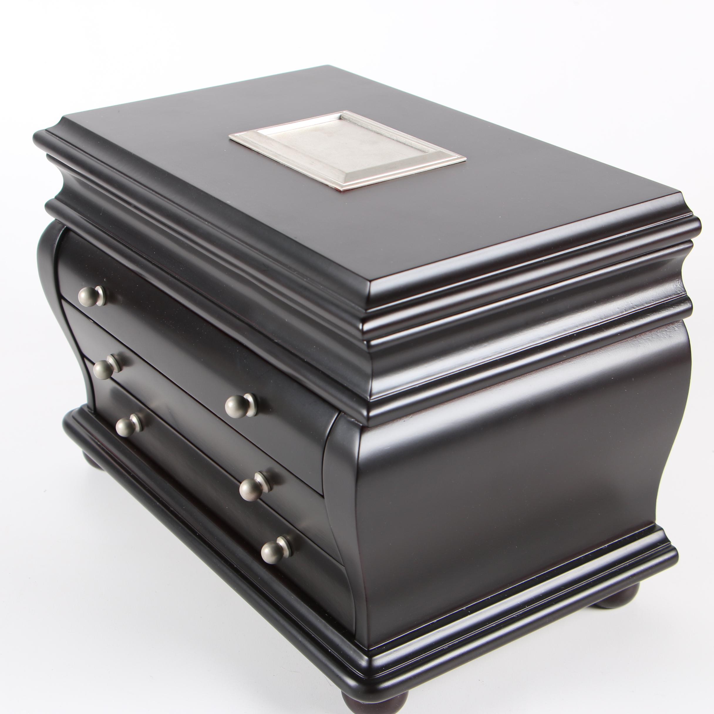 Things Remembered Black Satin Finish Wooden Jewelry Box EBTH