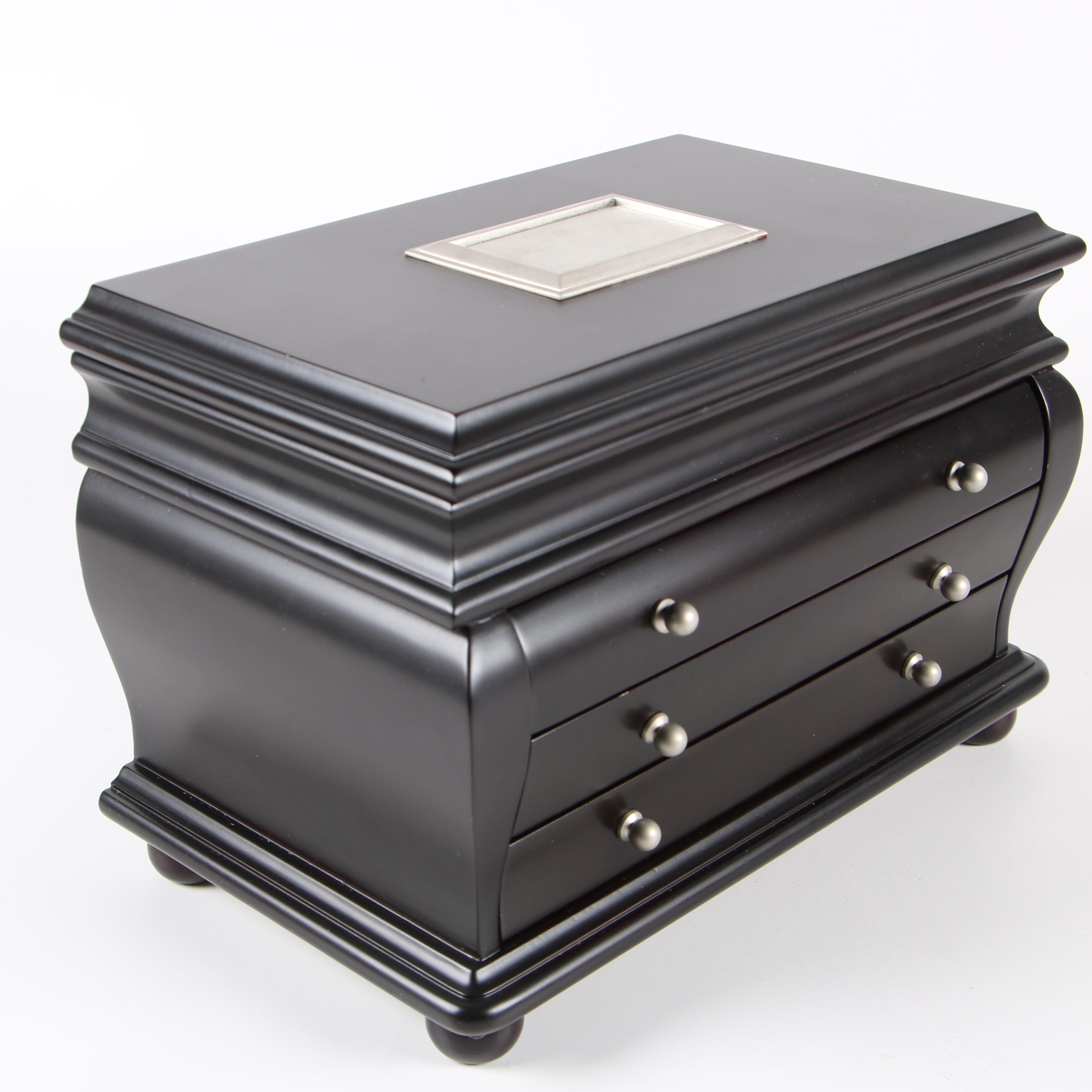 Things Remembered Black Satin Finish Wooden Jewelry Box EBTH