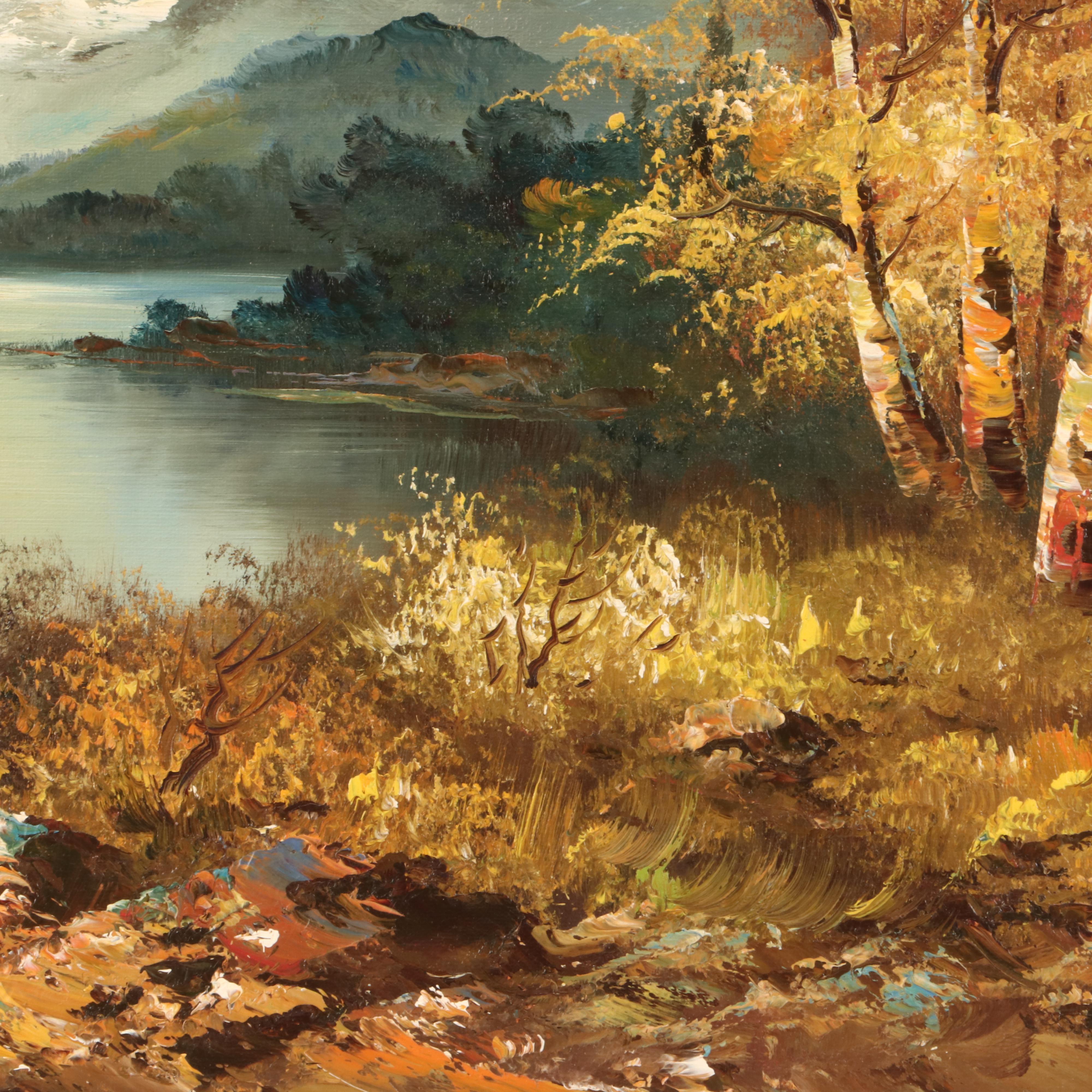 Antonio Oil Painting of Mountain Landscape EBTH