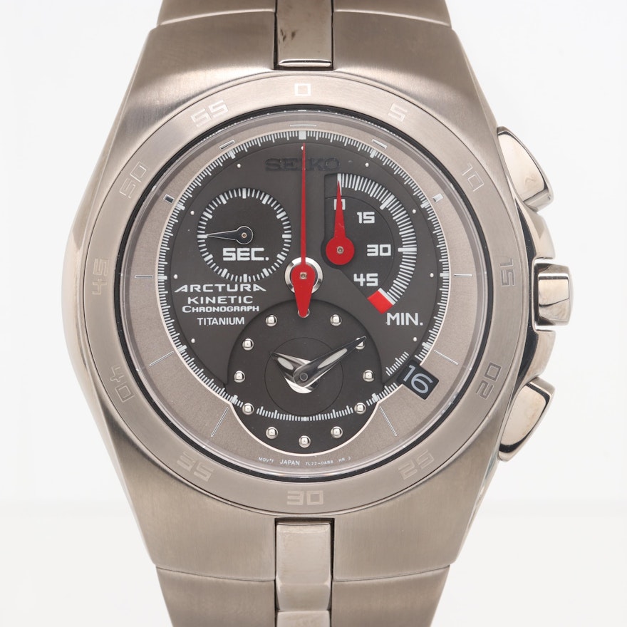 Seiko Arctura Kinetic Titanium Chronograph Wristwatch With Date Window |  EBTH