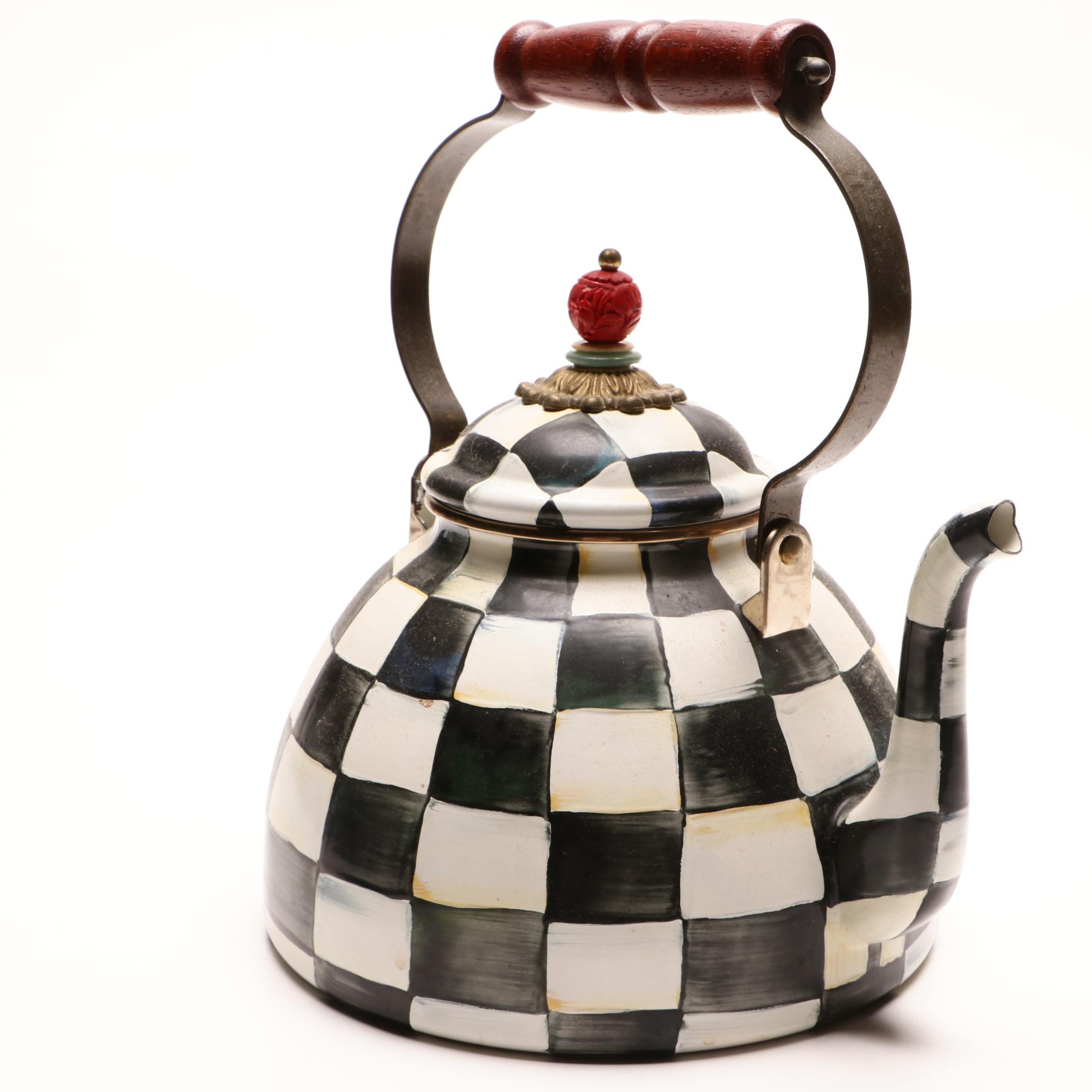 ]MacKenzieChilds "Courtly Check" TwoQuart Tea Kettle EBTH
