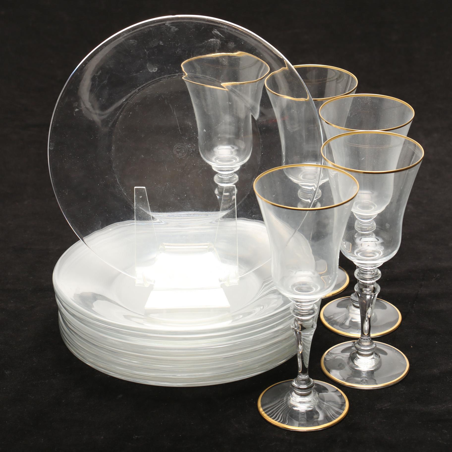 Baccarat Crystal Cordial Glasses and Plates EBTH