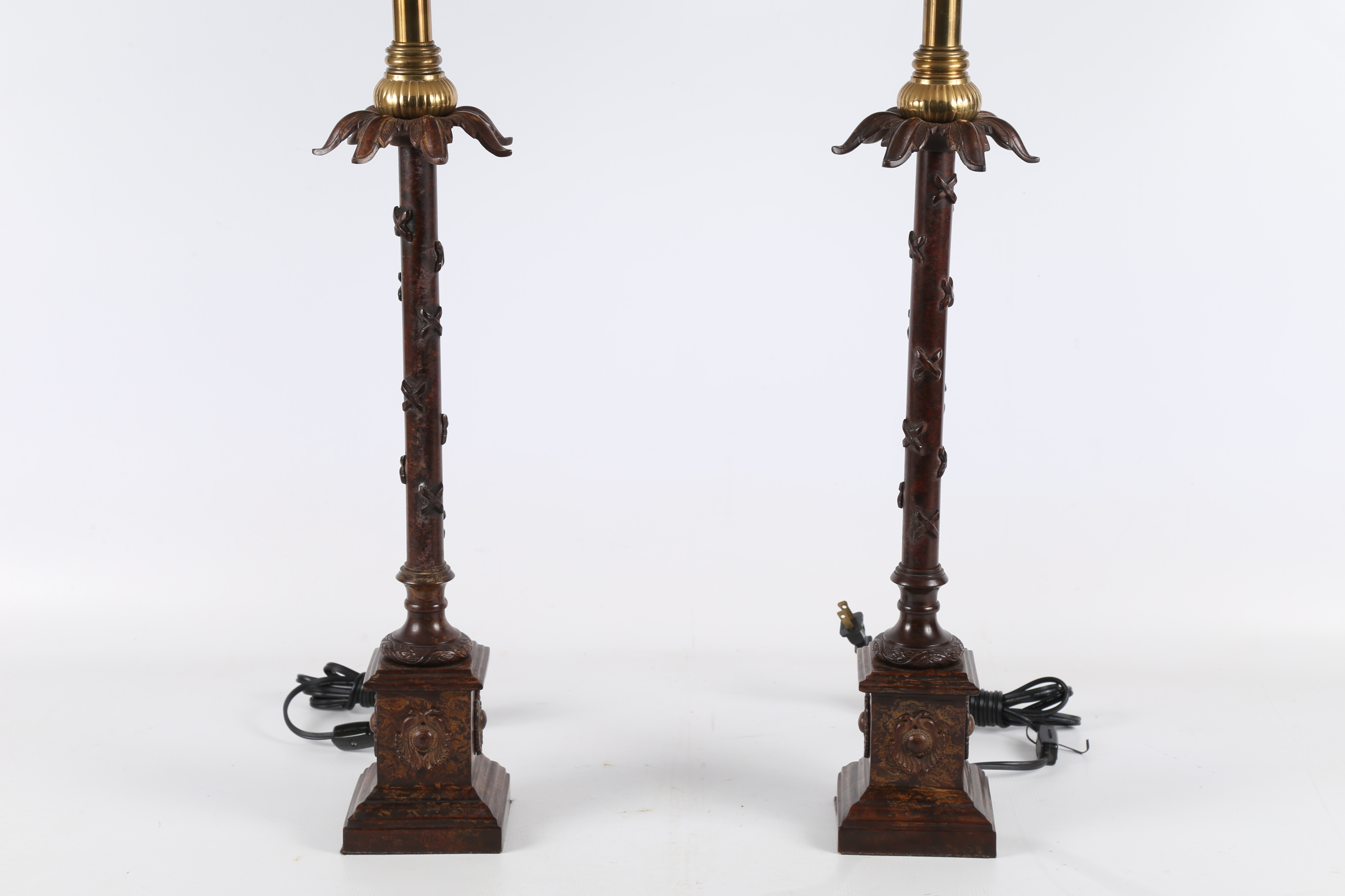 Wildwood Lamps Cast Metal Palm Leaf Buffet Lamps with Cartouche