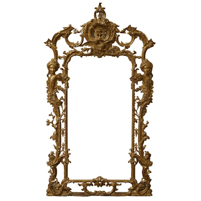 Louis XV Style Carved Giltwood Wall Mount Mirror, Early/Mid-20th Century