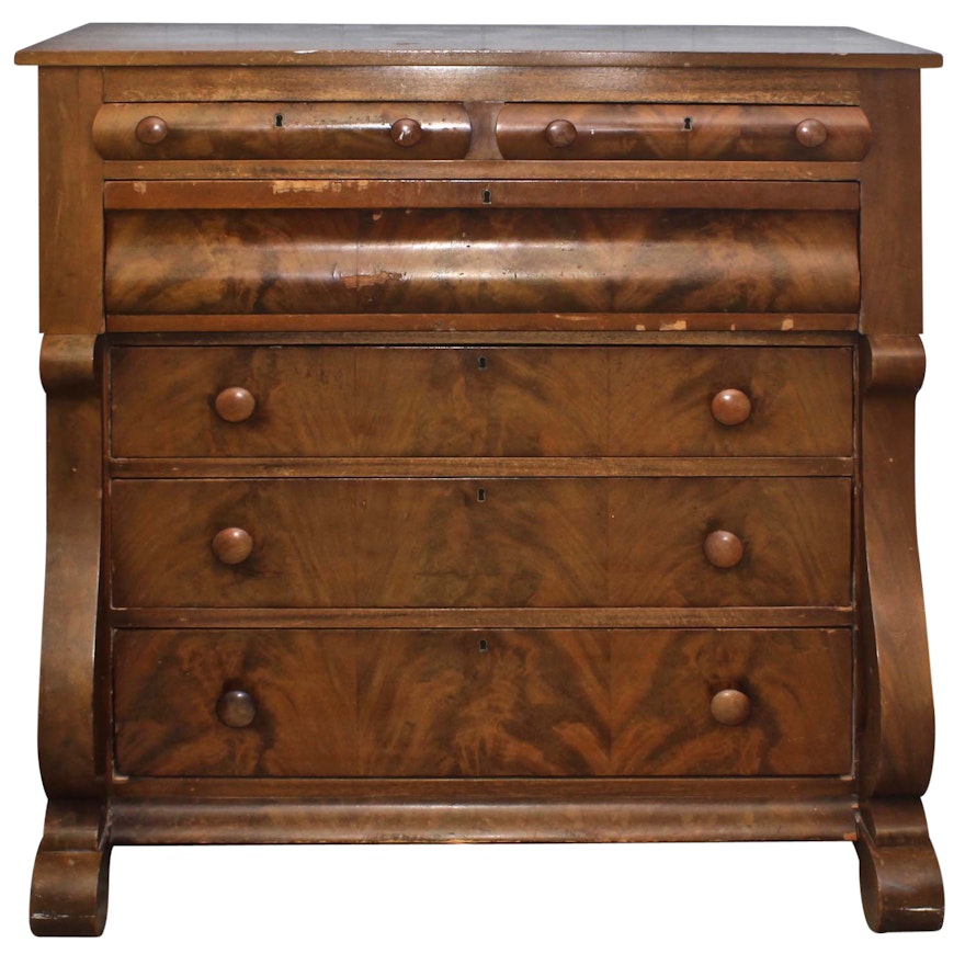 Antique Burl Wood Veneer Dresser Ebth