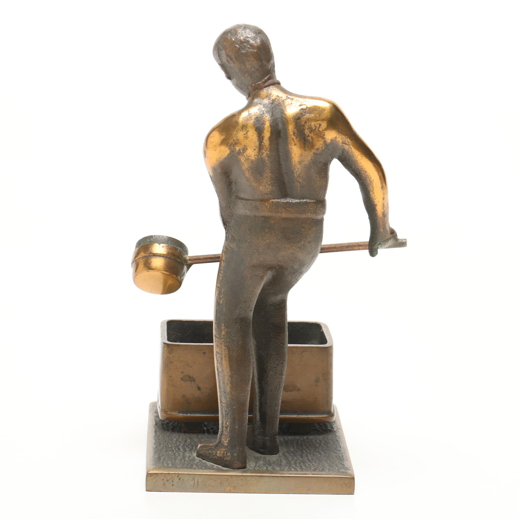 Bronze Sculpture of Foundry Worker Smelter by Johnson Bronze Co. EBTH
