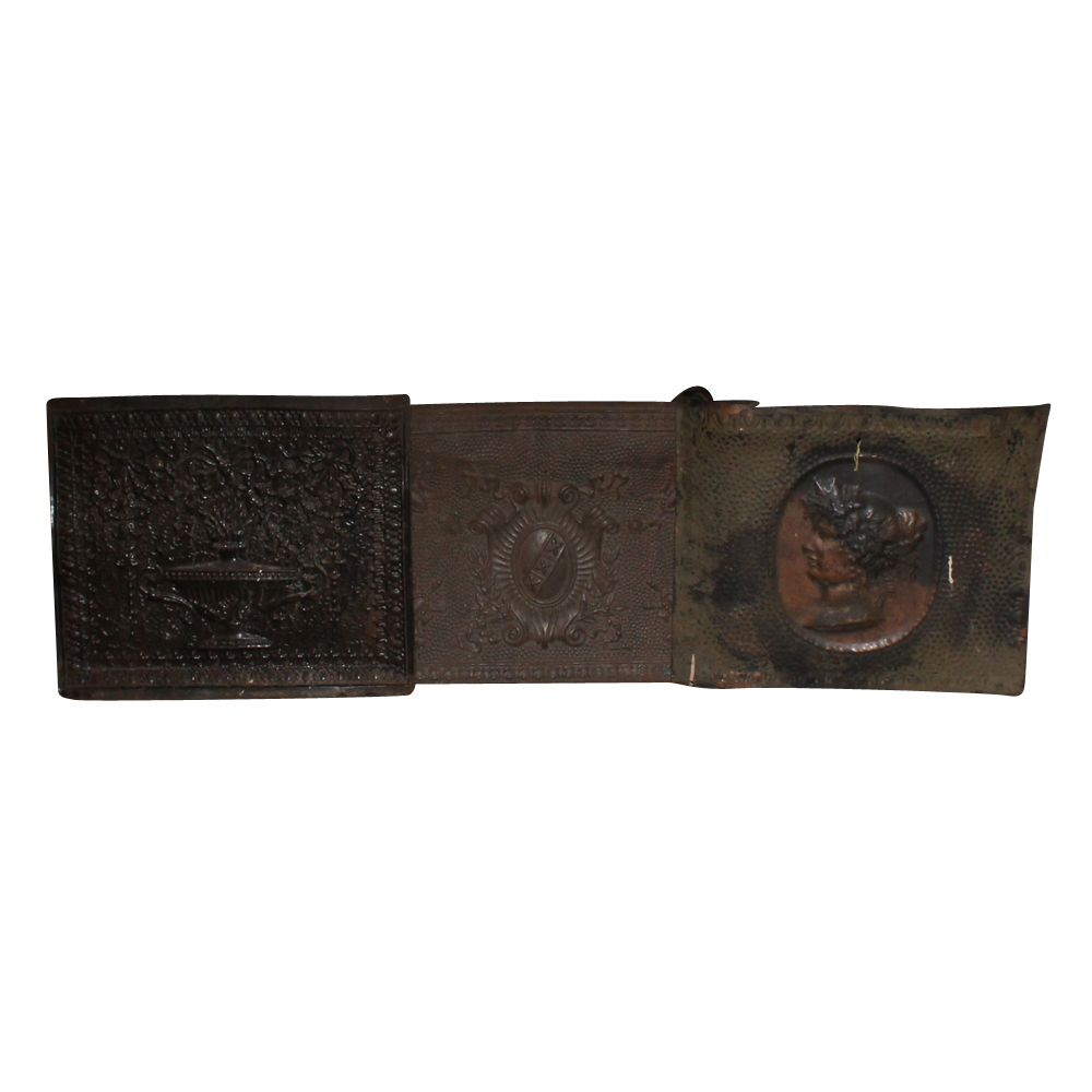 Three Vintage Tin Fireplace Covers Ebth