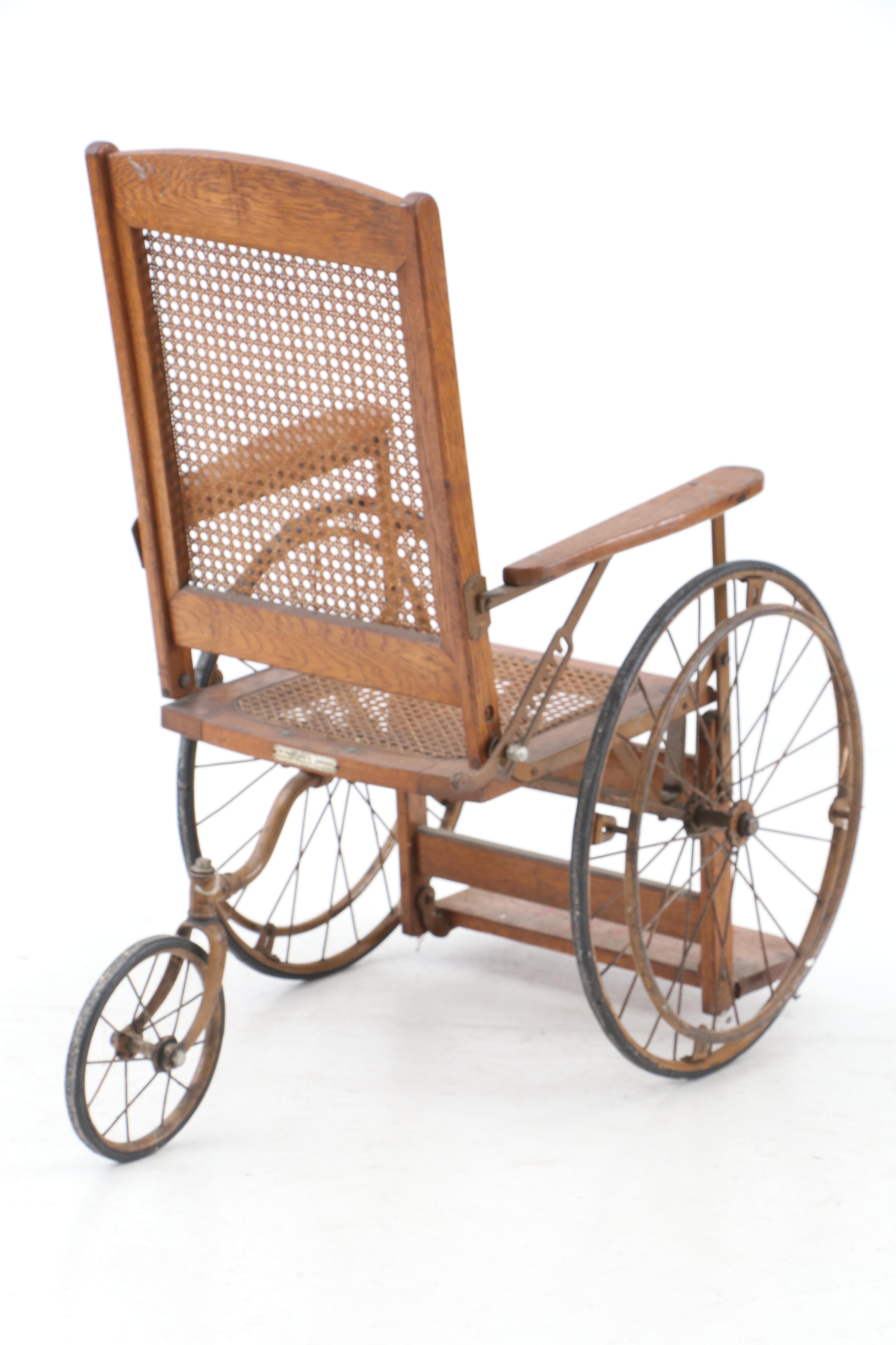 Oak and Cane Wheelchair by Gendron Wheel Company, Early 20th Century EBTH