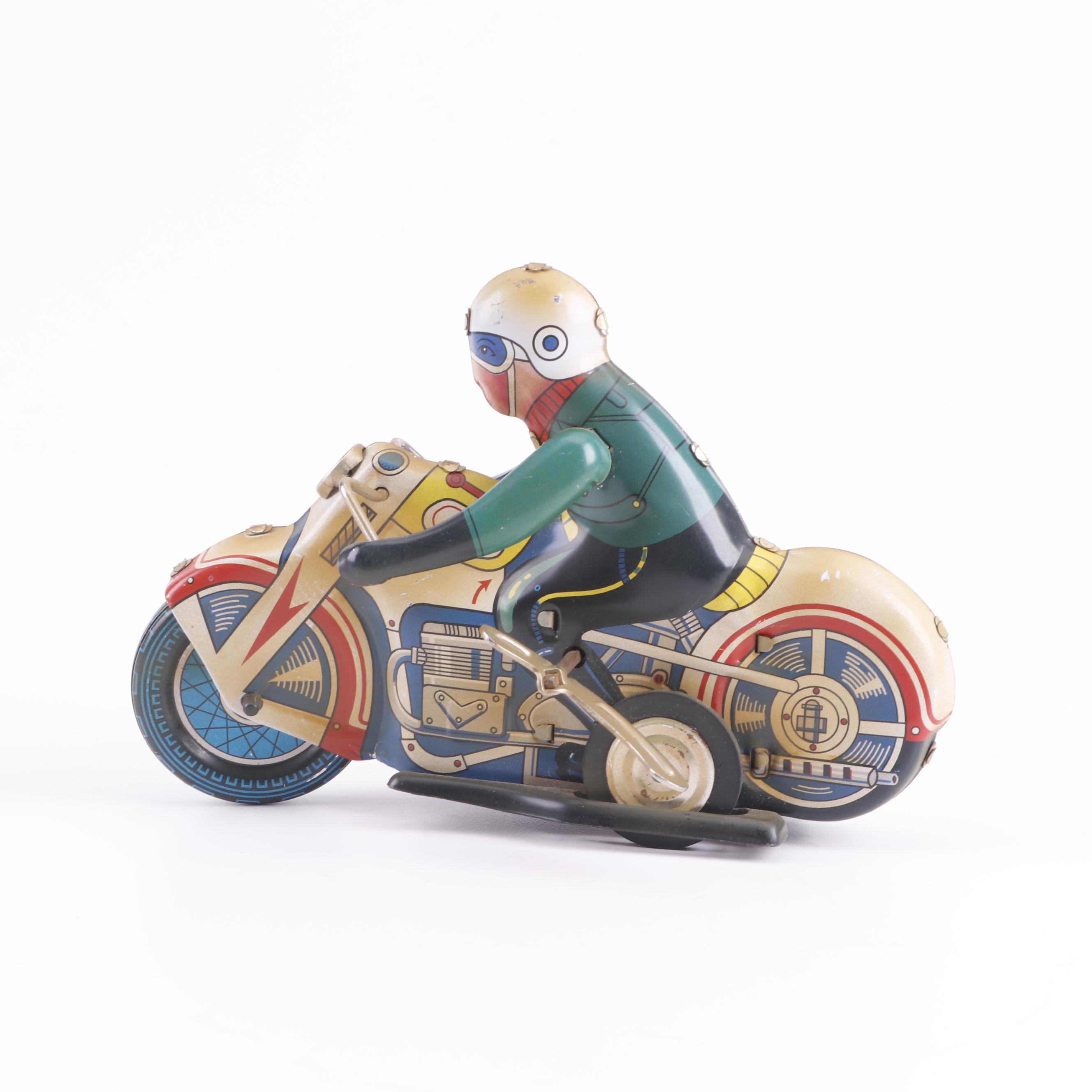 Reproduction Tin Litho WindUp Motorcycle EBTH