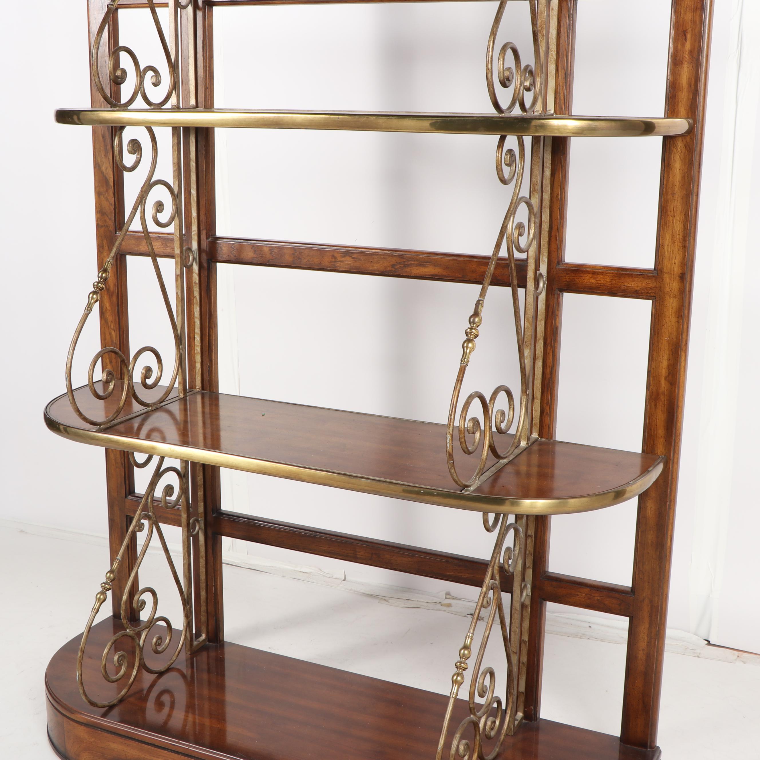 French Provincial Style Pecan and Brass Étagère by DrexelHeritage