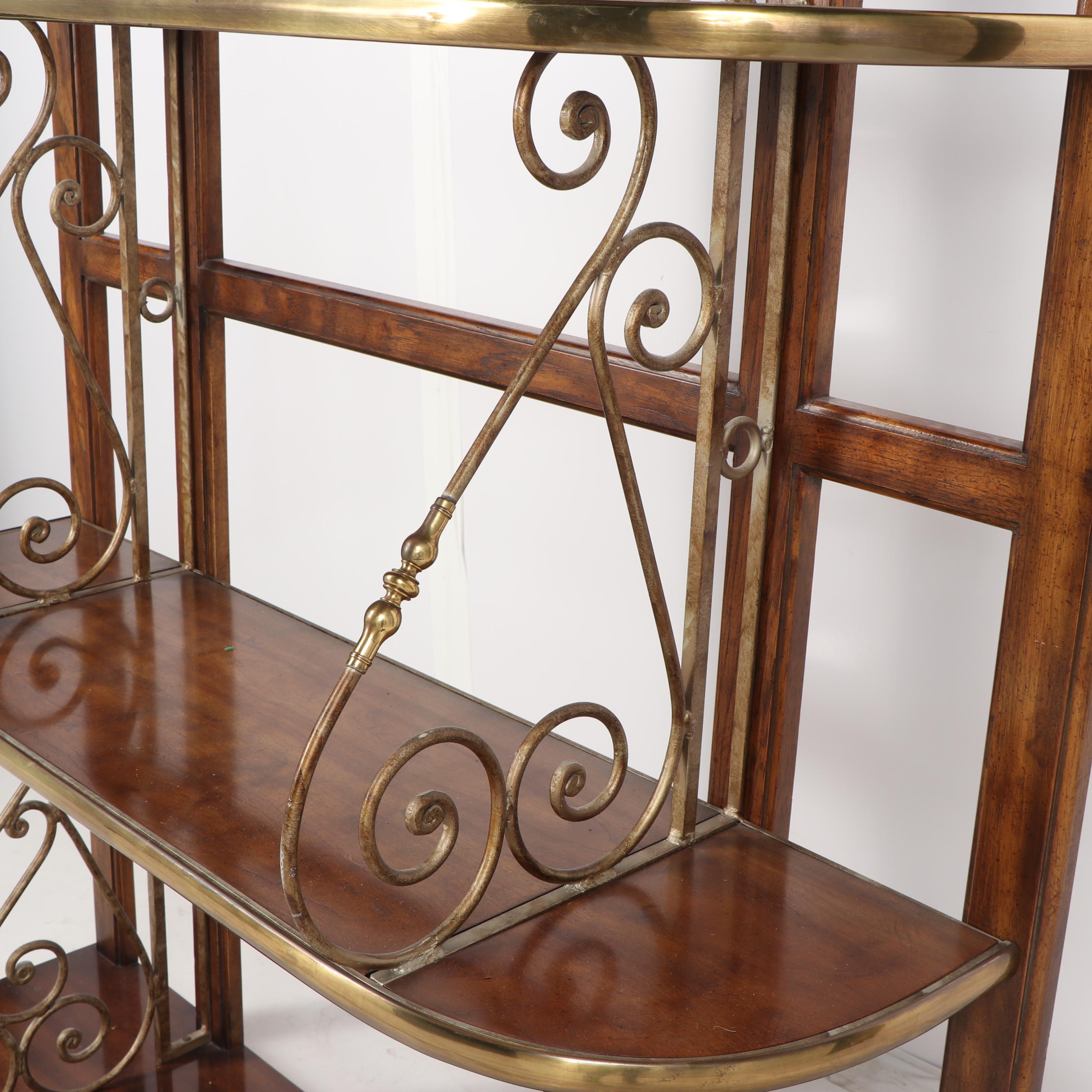 French Provincial Style Pecan and Brass Étagère by DrexelHeritage