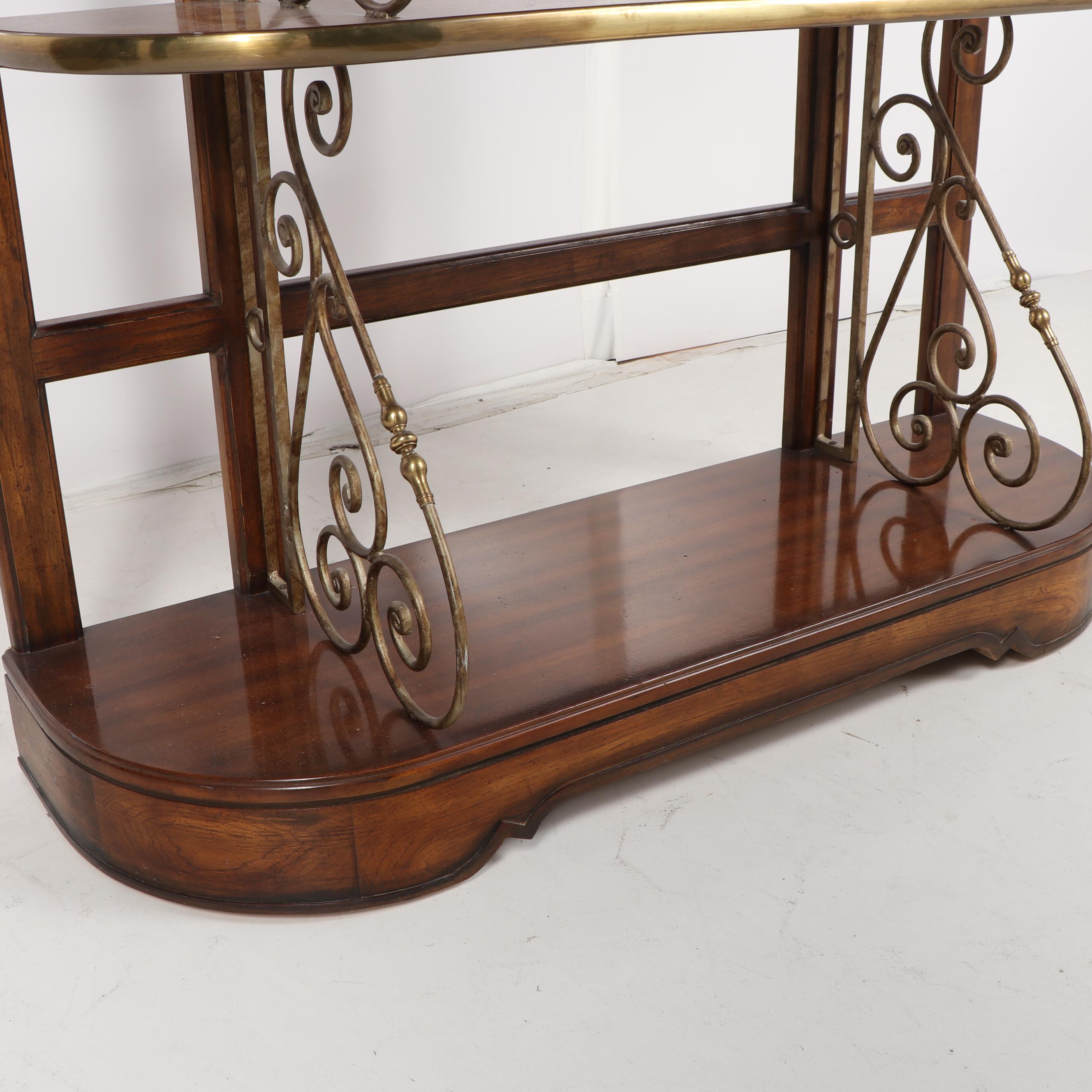 French Provincial Style Pecan and Brass Étagère by DrexelHeritage