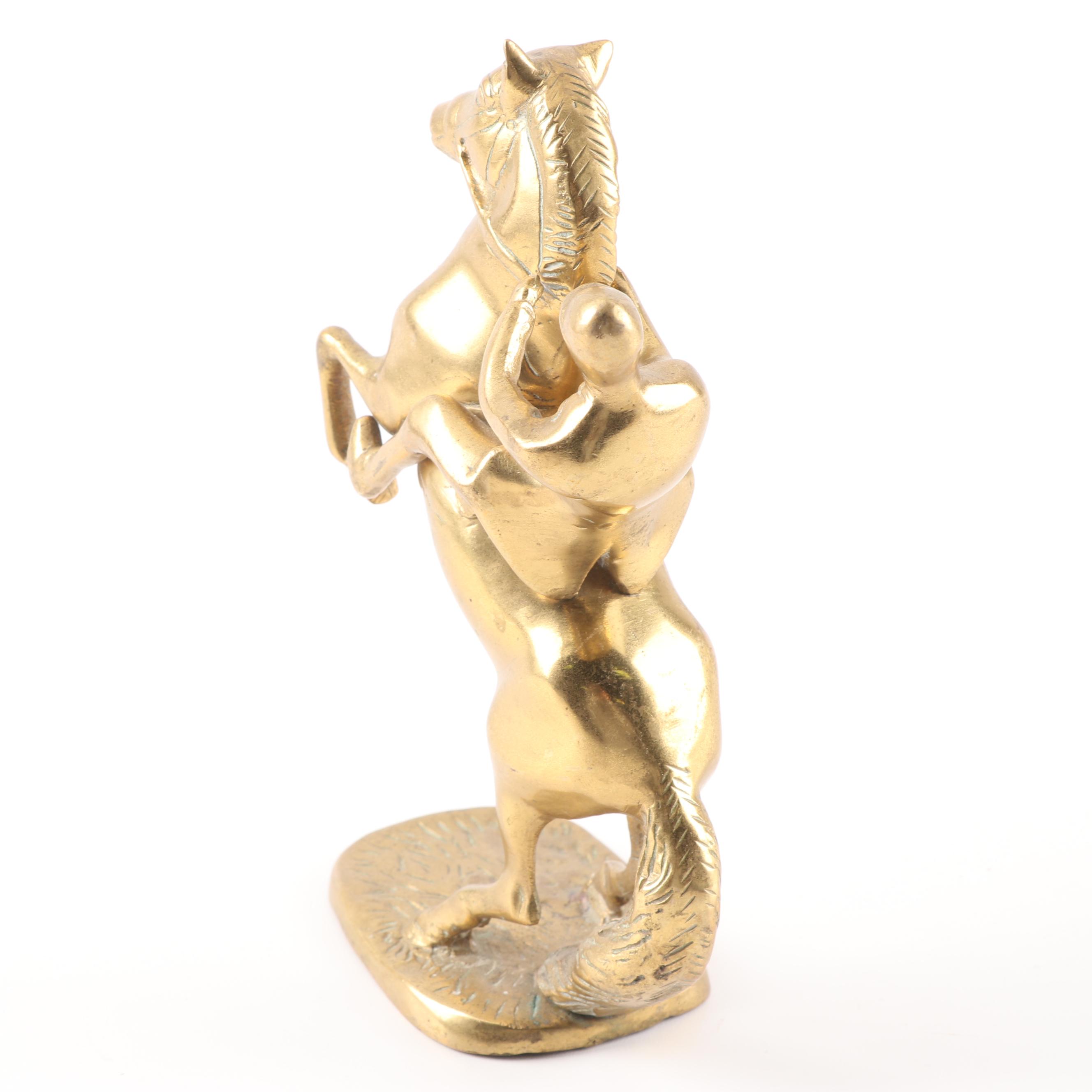Lipizzaner Horse and Rider Brass Figurine EBTH