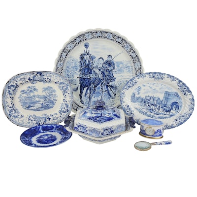 English Blue and White Dinnerware Including Johnson Bros and Middleport Pottery English Blue and White Dinnerware Including Johnson Bros and Middleport Pottery
