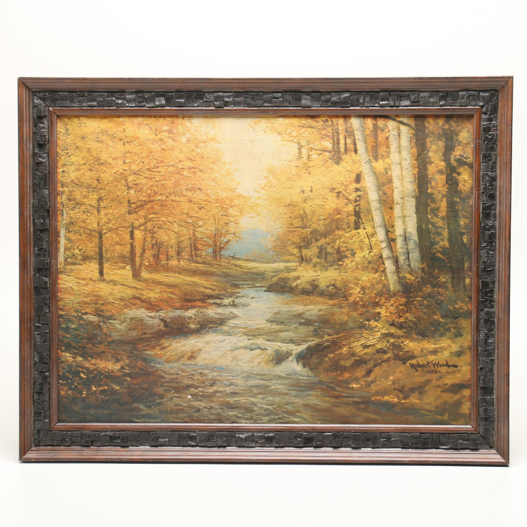 Offset Lithograph After Robert Wood 1959 Landscape Painting Ebth