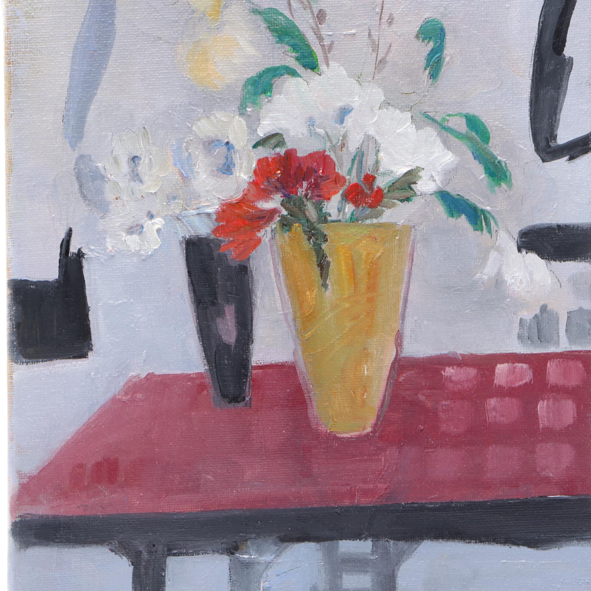 CCLLC Oil Painting "Flowers in Gold Vase" EBTH