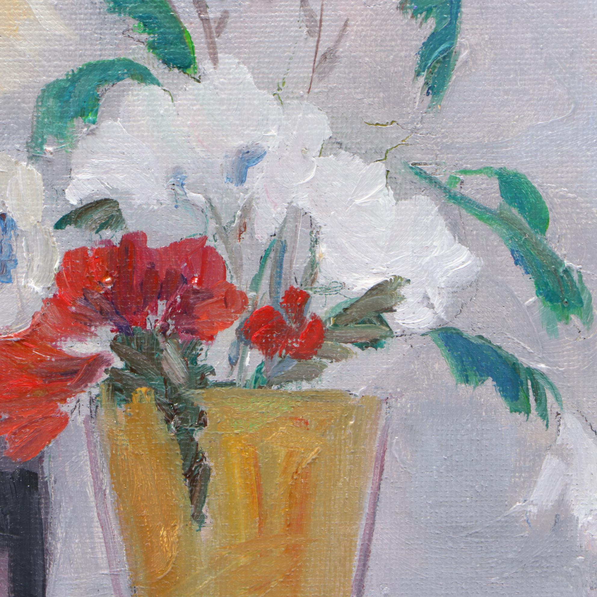 CCLLC Oil Painting "Flowers in Gold Vase" EBTH