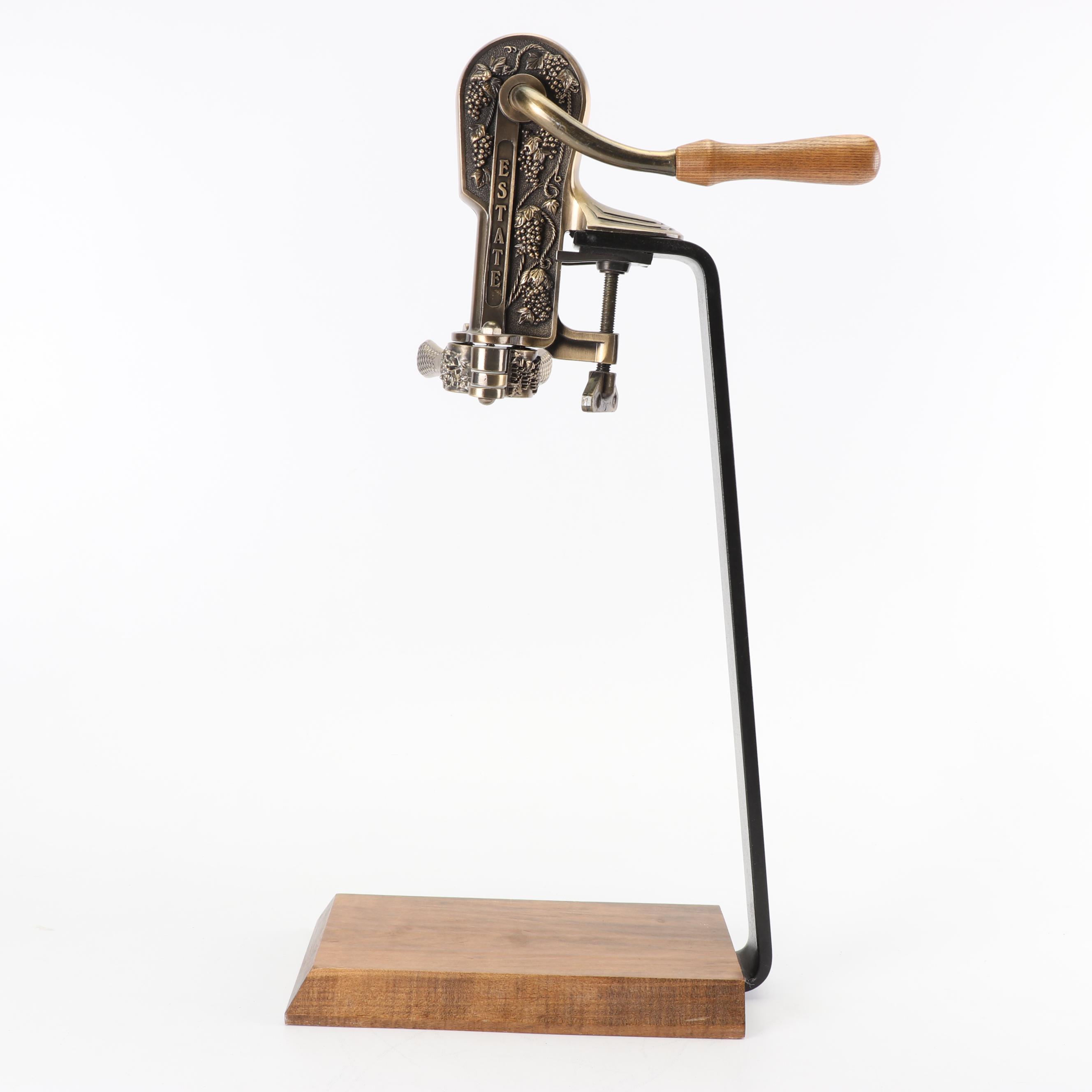Rogar Estate Bronzed Tabletop Wine Opener with Hardwood Base EBTH