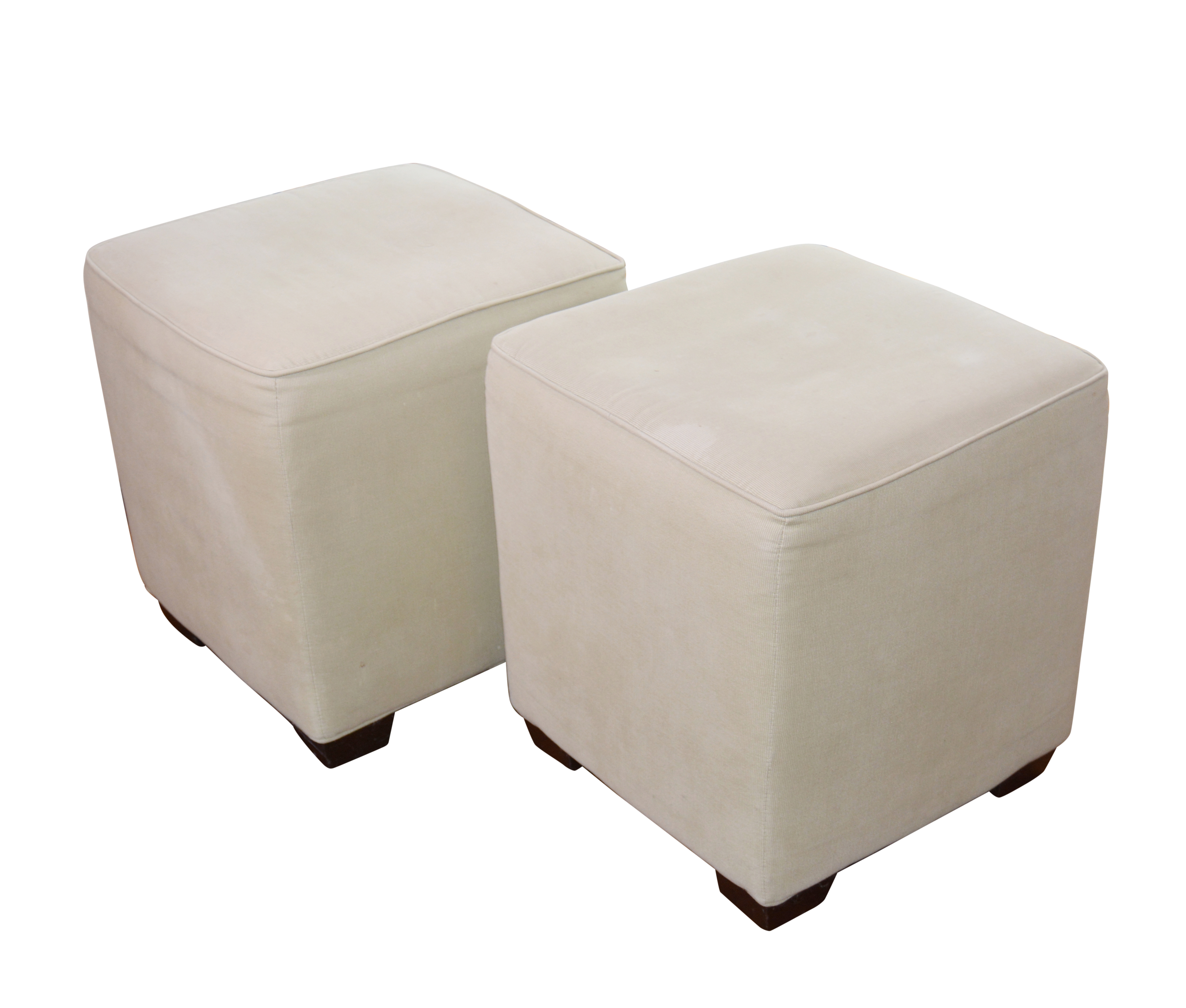 Pair of Upholstered Cube Ottomans by Crate & Barrel EBTH
