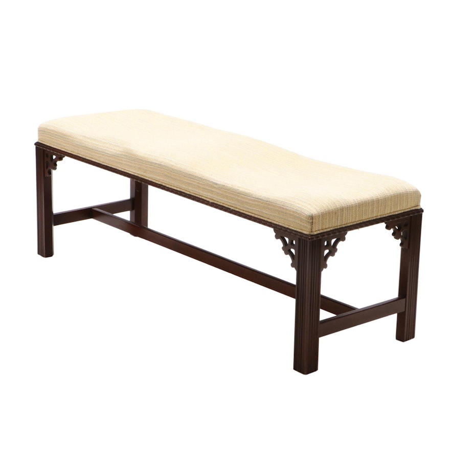 Chinese Chippendale Style Upholstered Accent Bench 21st Century