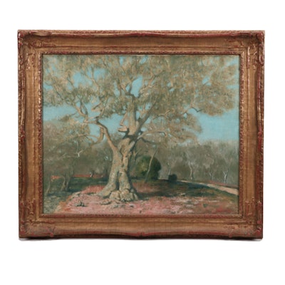 James Roy Hopkins Early 20th Century Oil Painting of Tree James Roy Hopkins Early 20th Century Oil Painting of Tree