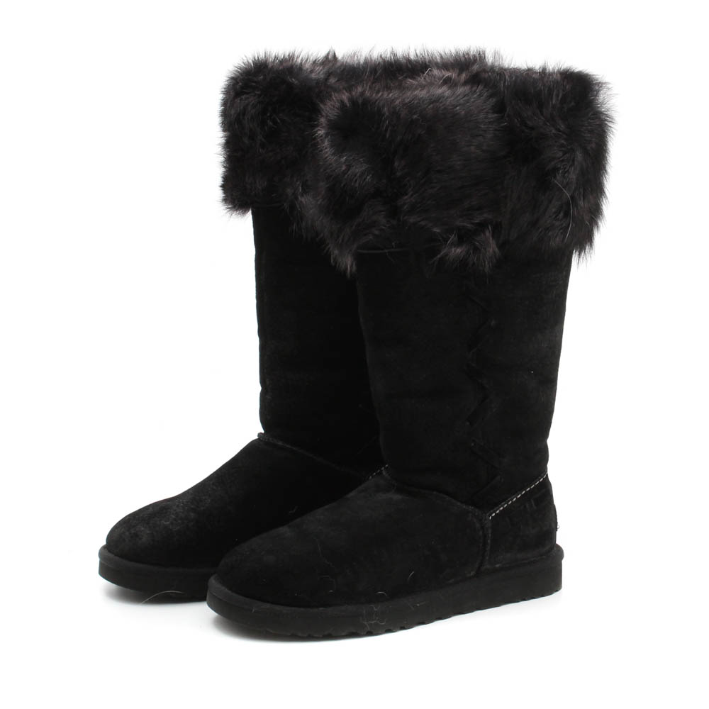 black uggs with fur trim