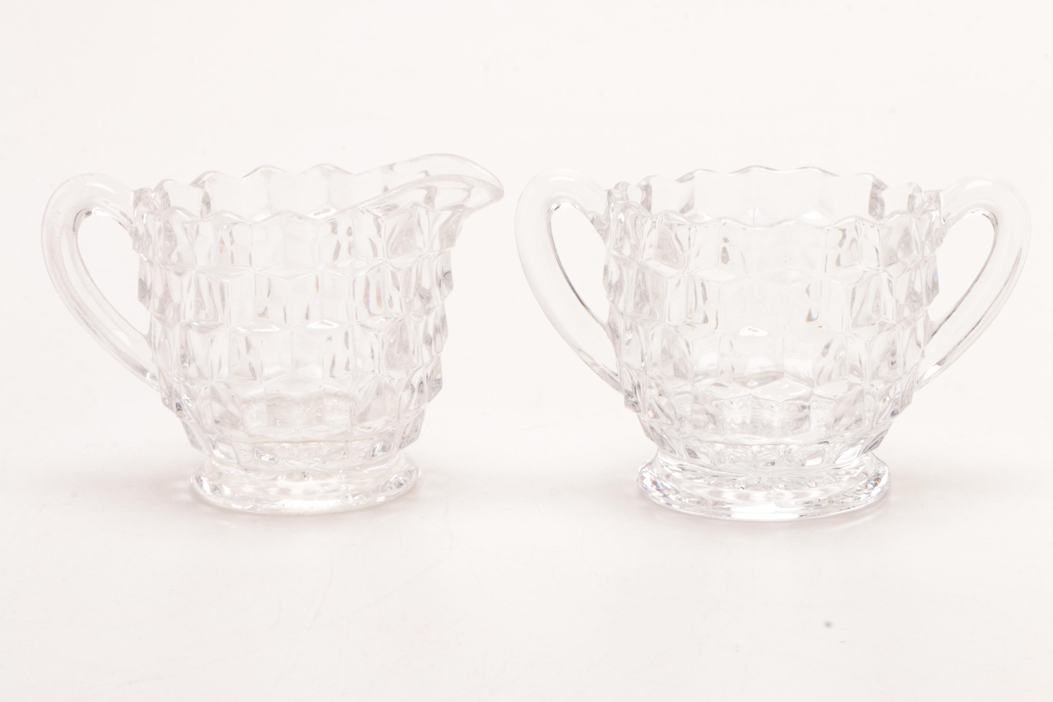 Hamilton Weighted Sterling Candle Holders and Pressed Glass Sugar and