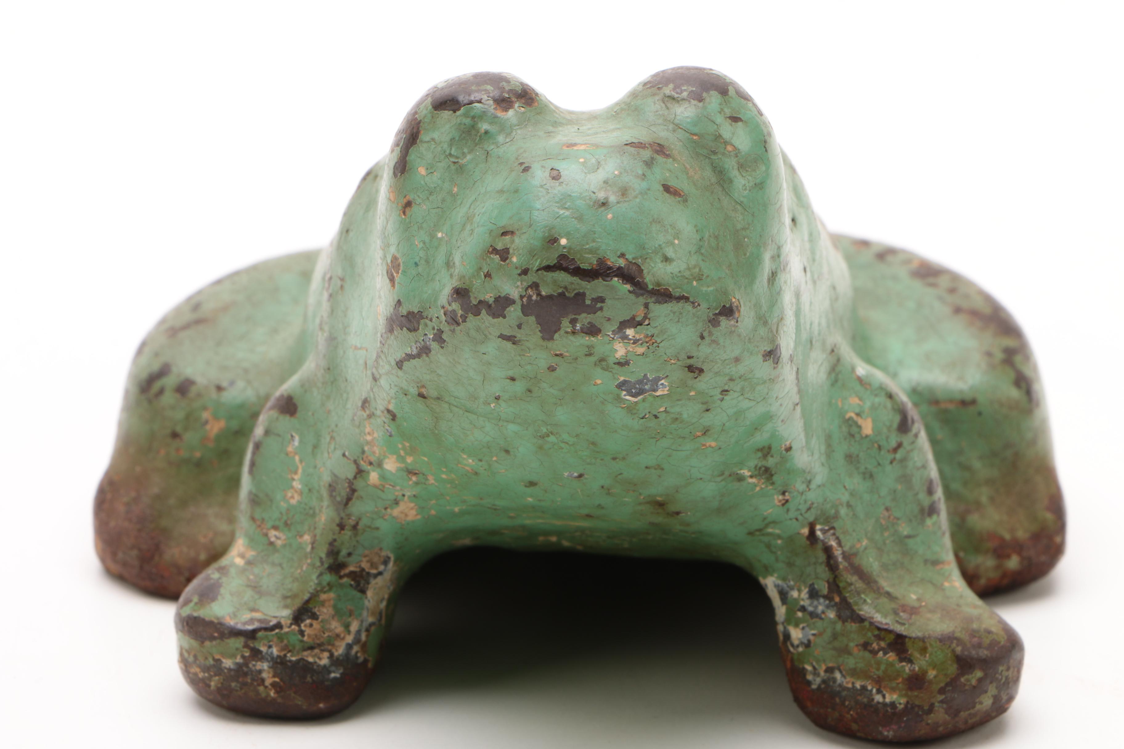 Painted Cast Iron Frog Doorstop, Early 20th Century EBTH