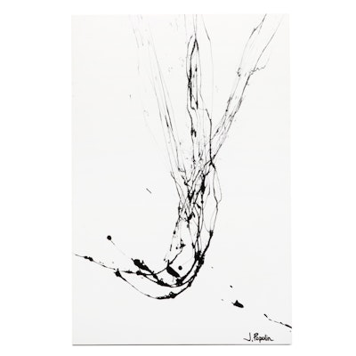 J. Popolin Abstract Acrylic Painting "Bouquet of Black" J. Popolin Abstract Acrylic Painting "Bouquet of Black"