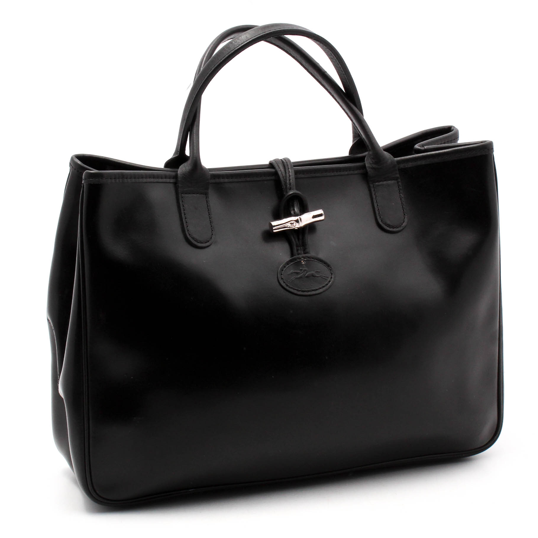 longchamp black leather tote