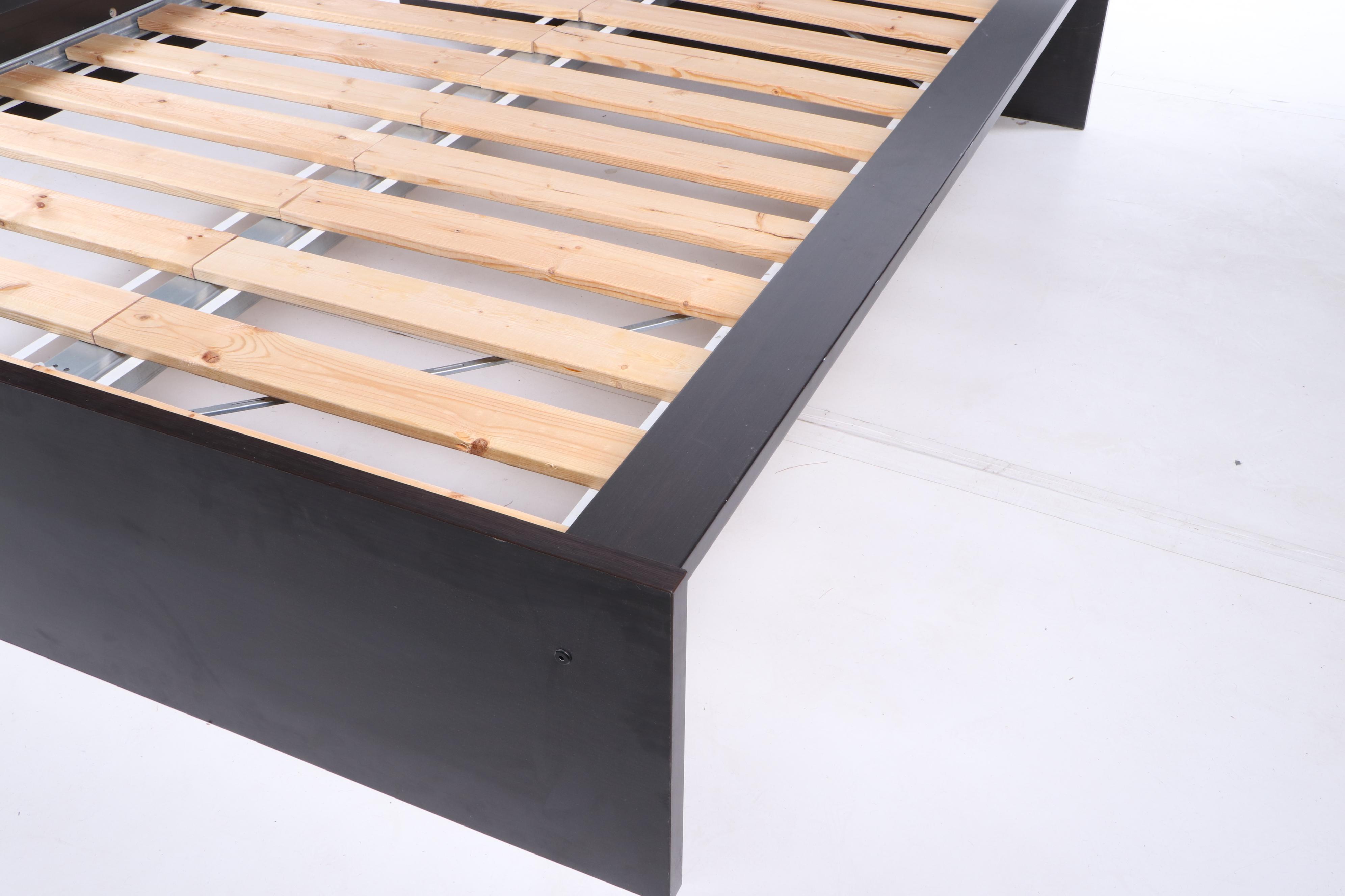 "Hopen" Wooden Queen Size Bed Frame by IKEA, 21st Century EBTH