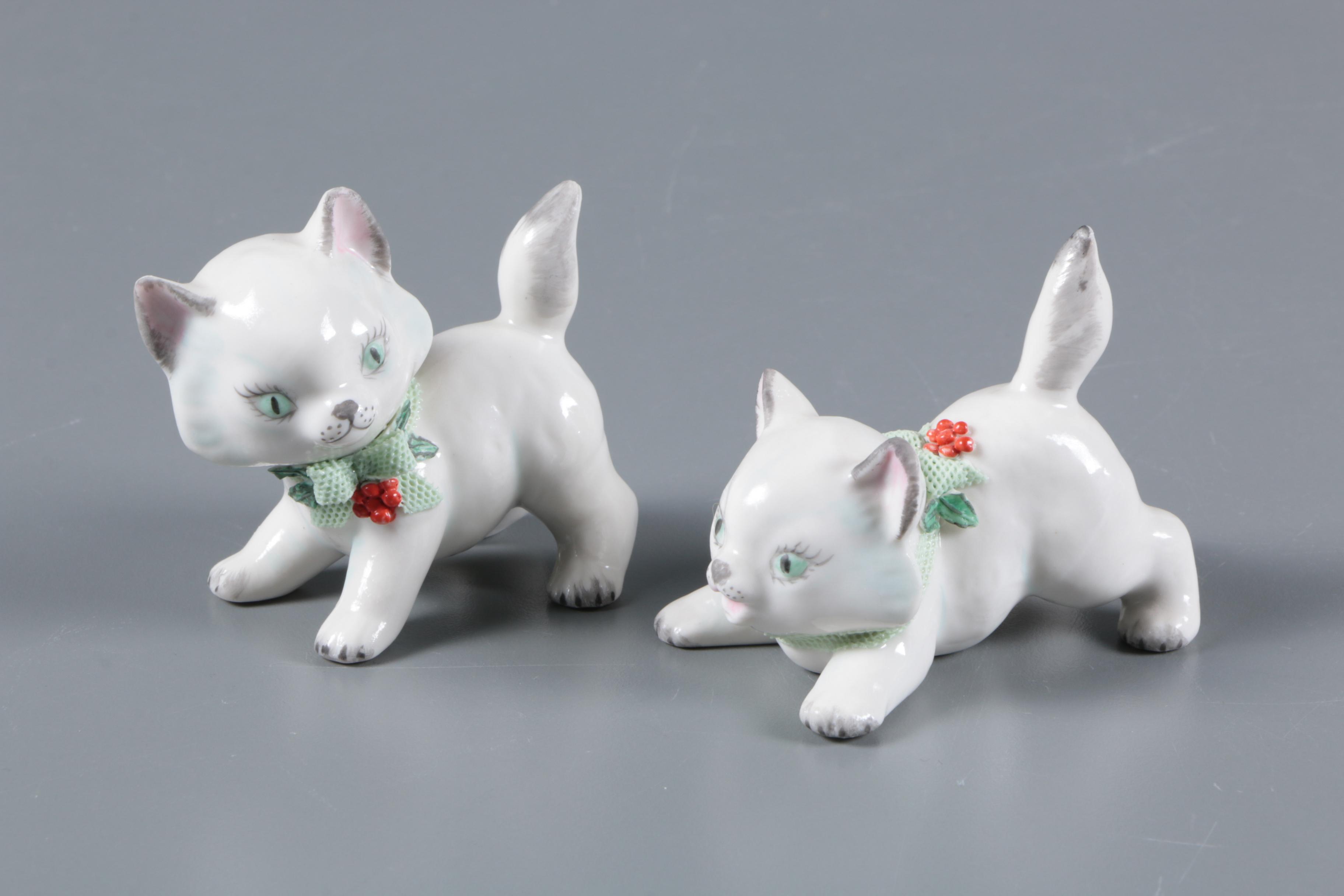 Irish Dresden Porcelain Cat Figurines EBTH