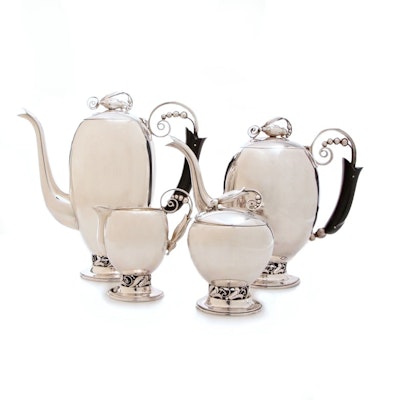 Esquire 950 Silver Danish Style Tea Set Esquire 950 Silver Danish Style Tea Set